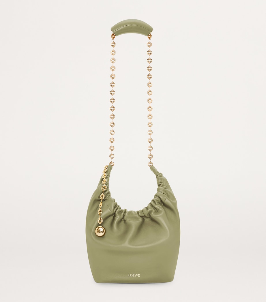 Small Leather Squeeze Top-Handle Bag EUCALYPTUS GREEN Image 5