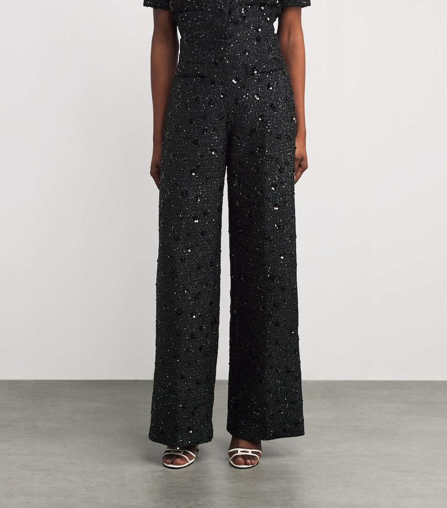 Embellished Tweed Trousers BLACK Image 3