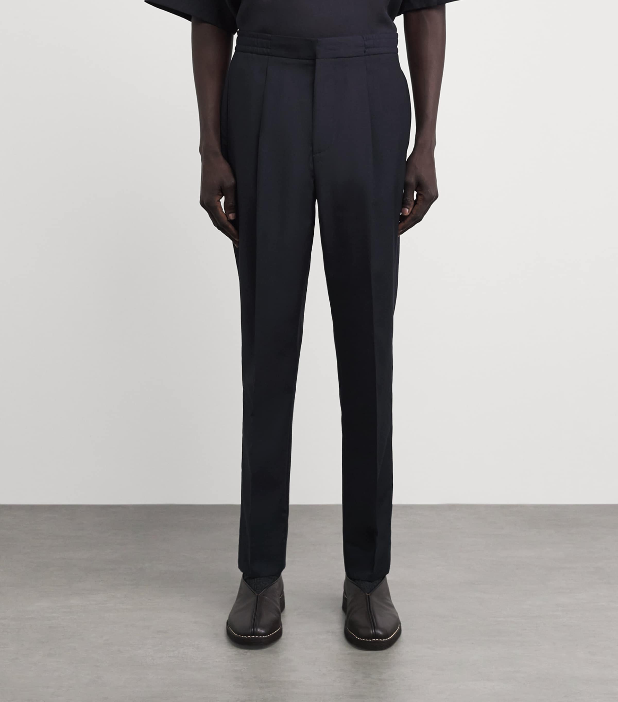 Wool Drew Drawstring Trousers DARK NAVY Image 4