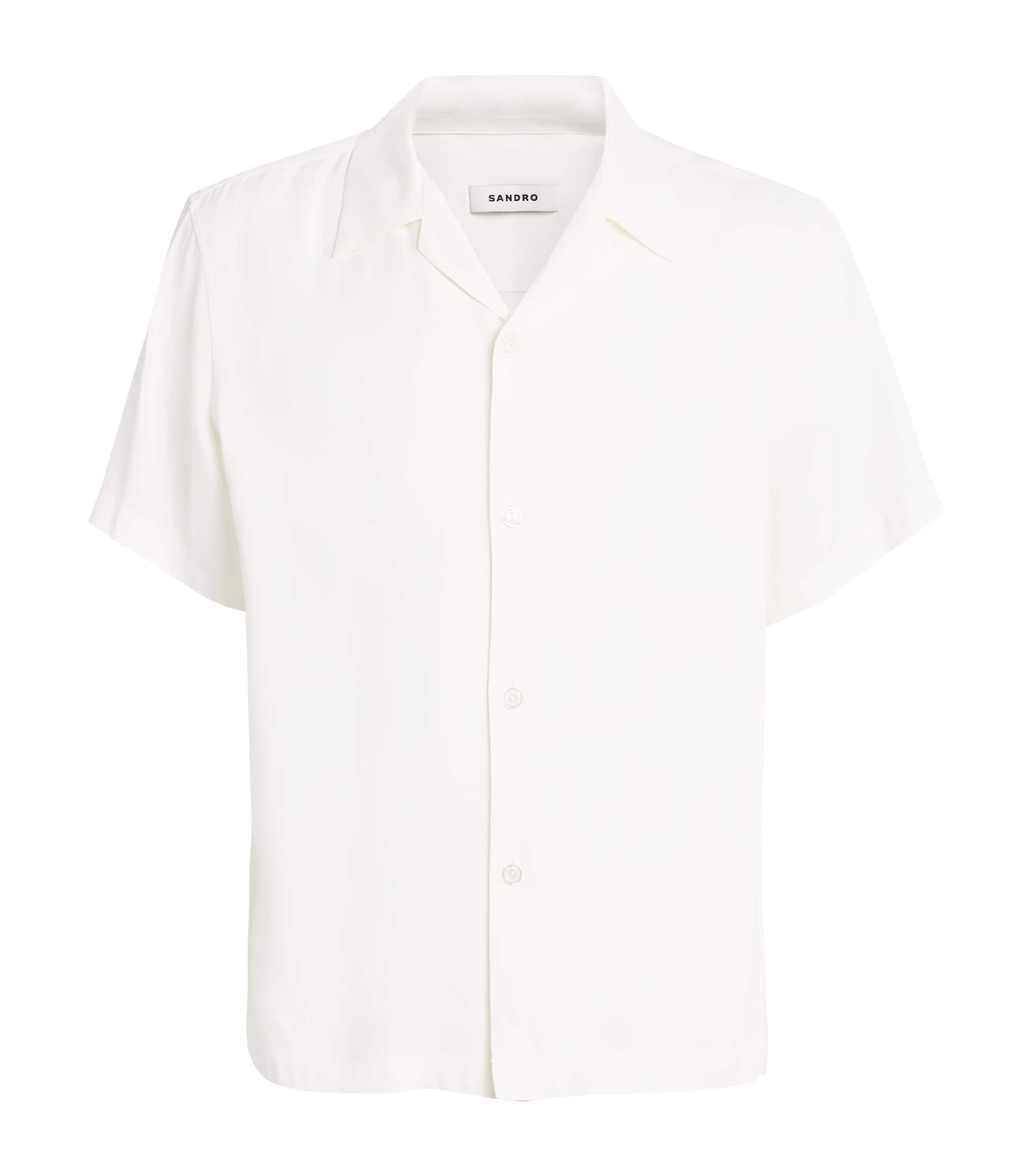 Sandro Cotton-linen Short-sleeve Shirt In Beige