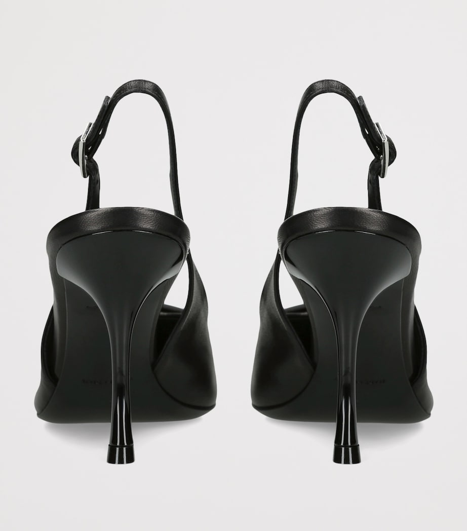 Roger Vivier Leather Viv' in The City Slingback Pumps 85 Black Image 4