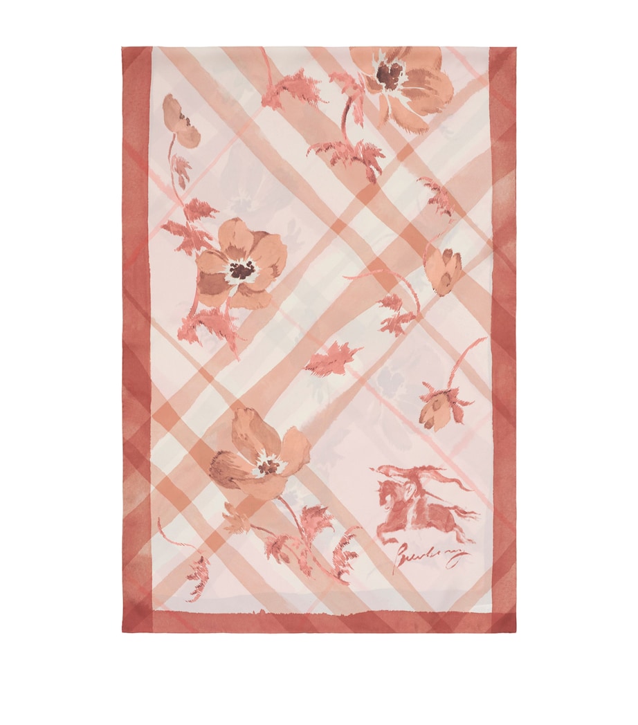 Burberry Silk Watercolour Check Scarf Quartz Pink Image 1