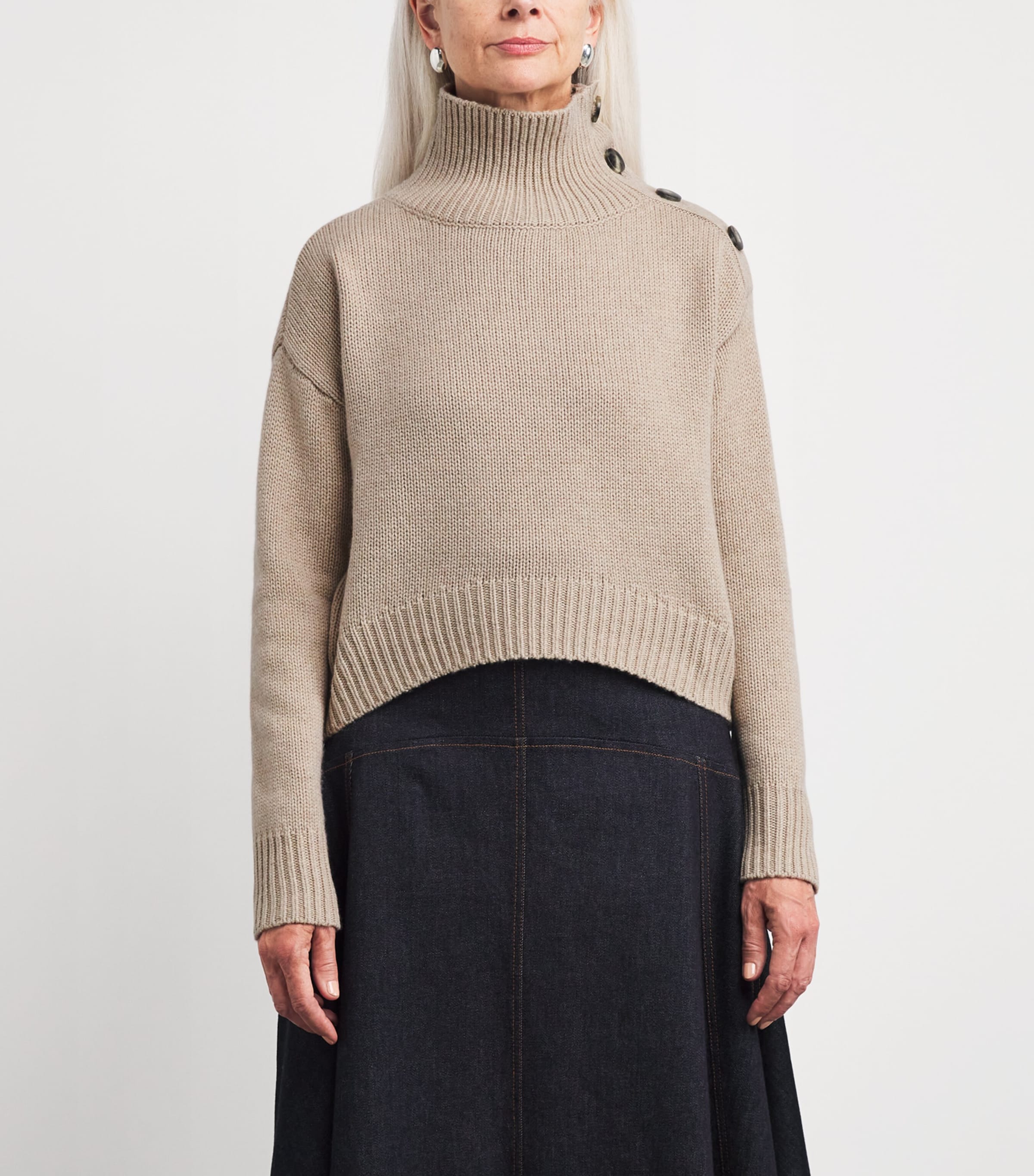 Wool-Cashmere Cropped Sweater A2238 Image 3