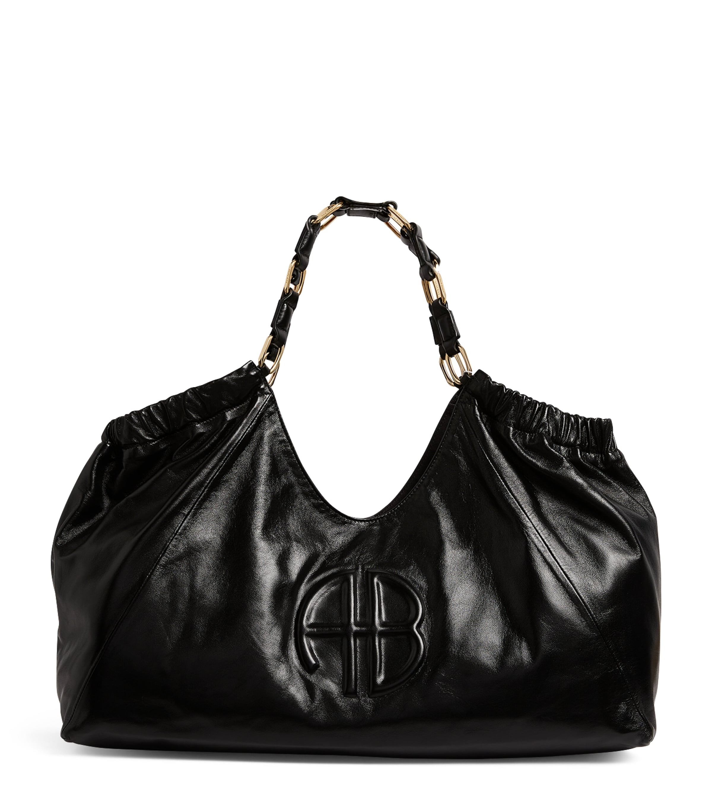 Shop Anine Bing Leather Kate Tote Bag In Black