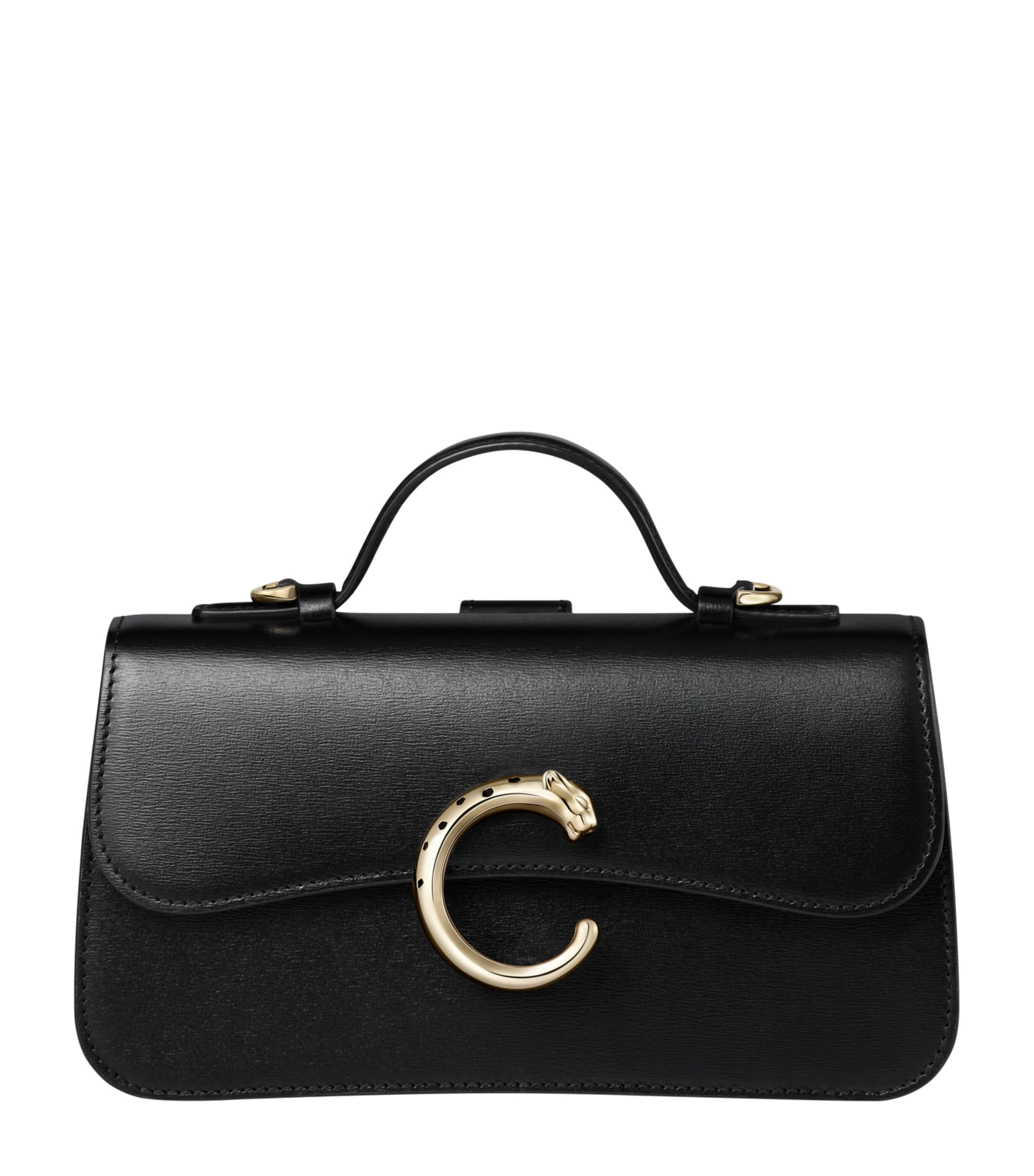 Cartier Small Leather Panthère de Cartier Top-Handle Bag Black Image 1