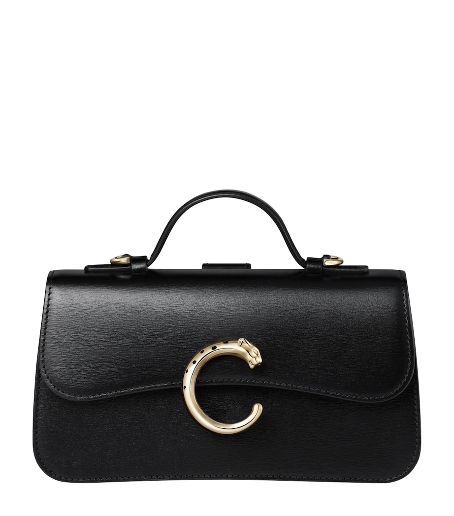 Cartier Small Leather Panthère de Cartier Top-Handle Bag Black Image 1