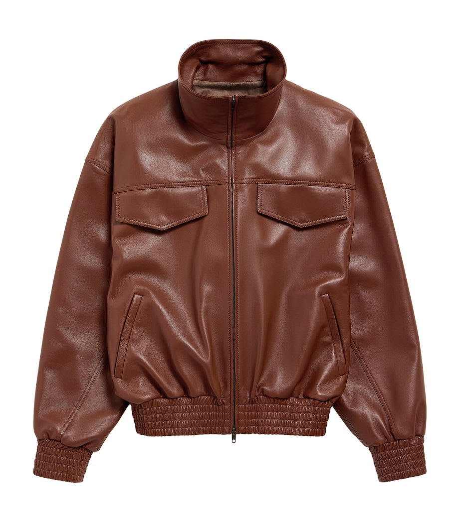 Balenciaga Womens Oversized Cropped Leather Jacket Image 1