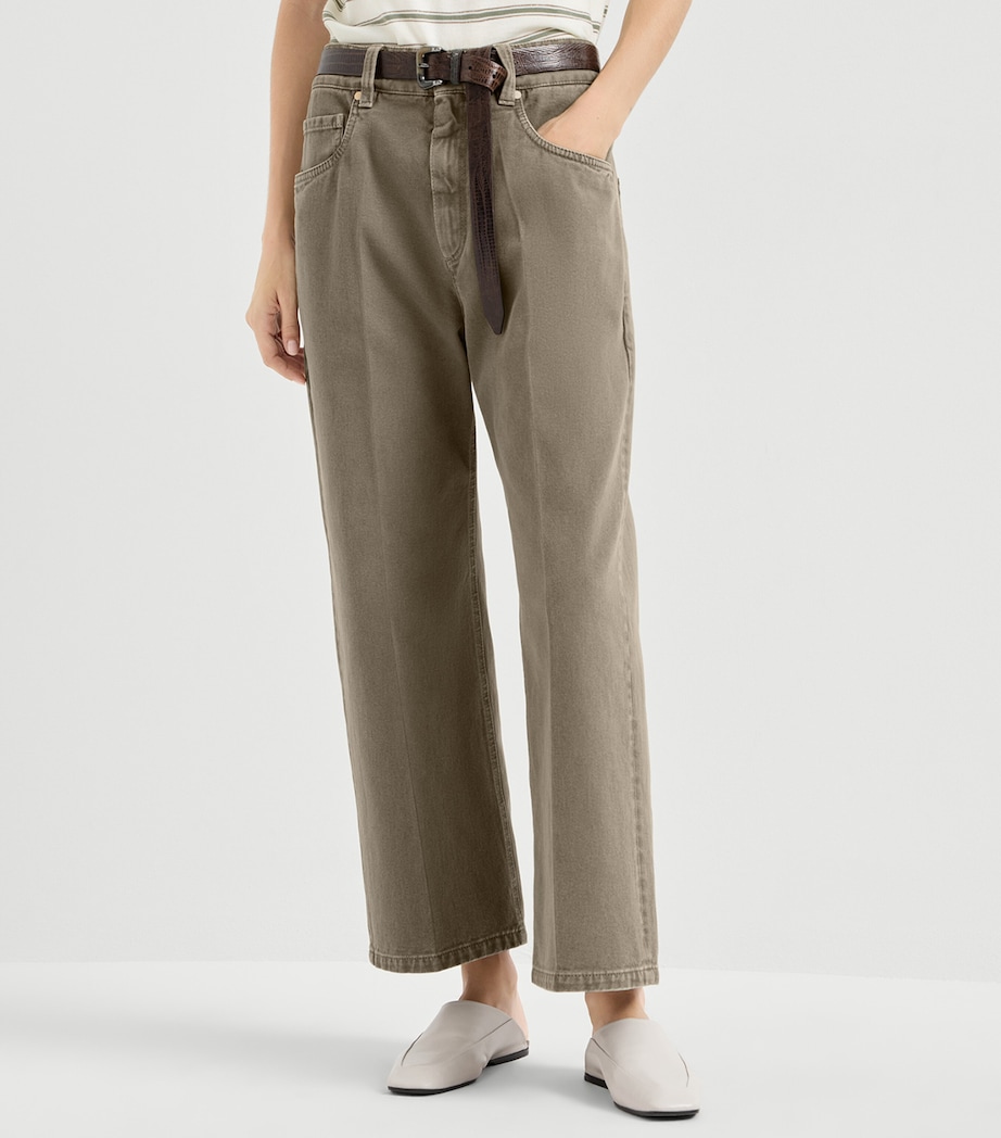 Brunello Cucinelli Womens Cotton Denim Garment-Dyed Trousers Image 3