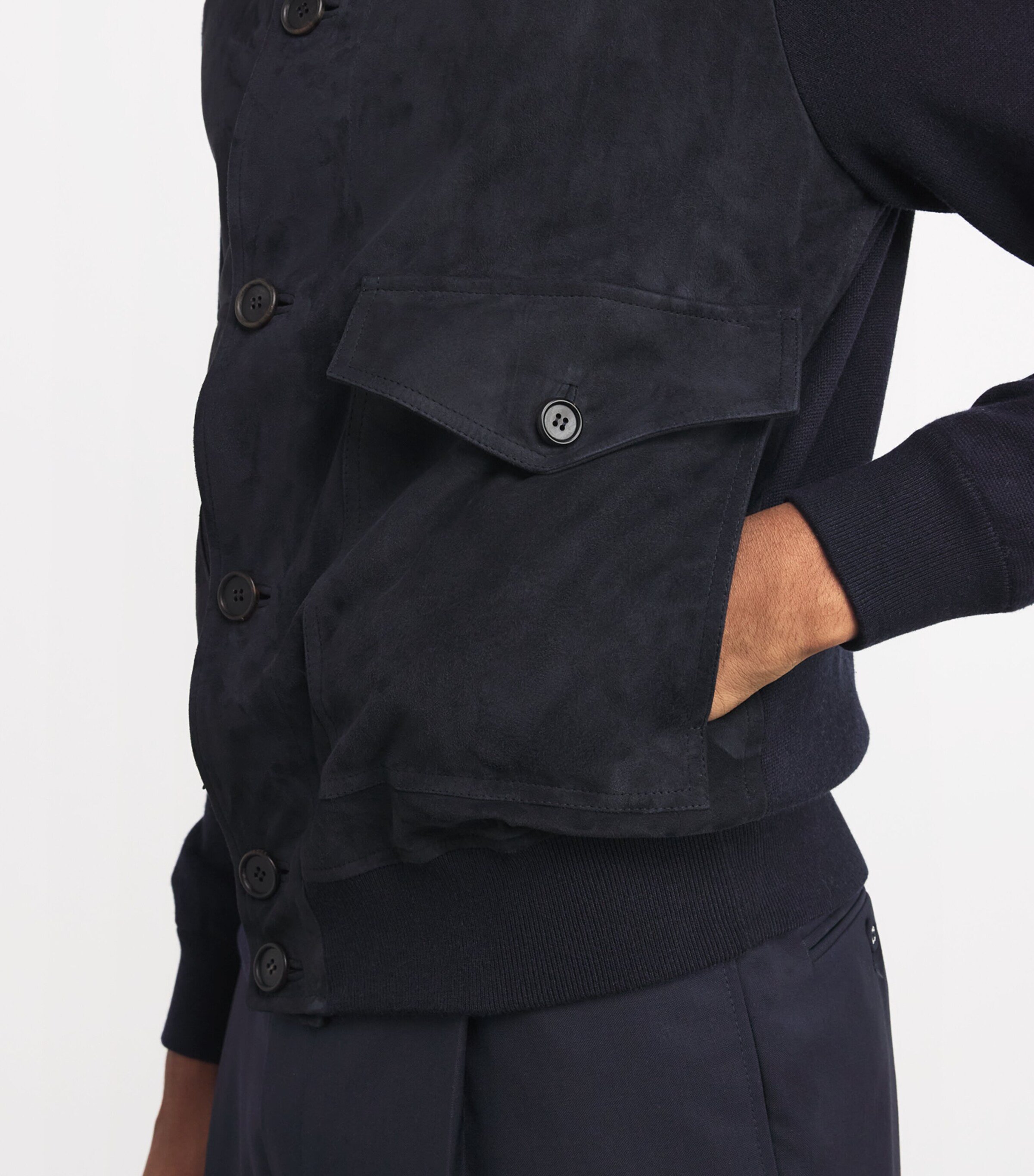 Suede Knit-Sleeve Jacket TP1.7 - NAVY TP1.25 Image 6