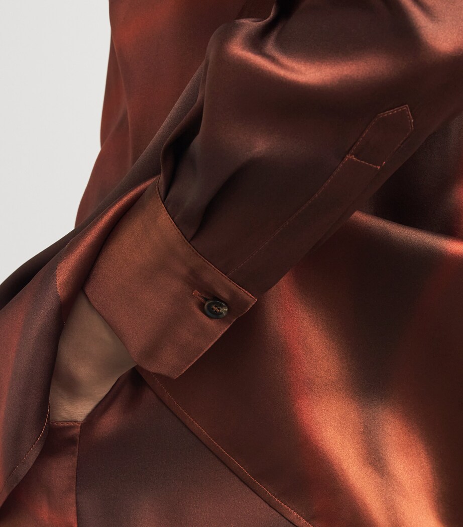 Silk Shirt BROWN/RUST Image 6