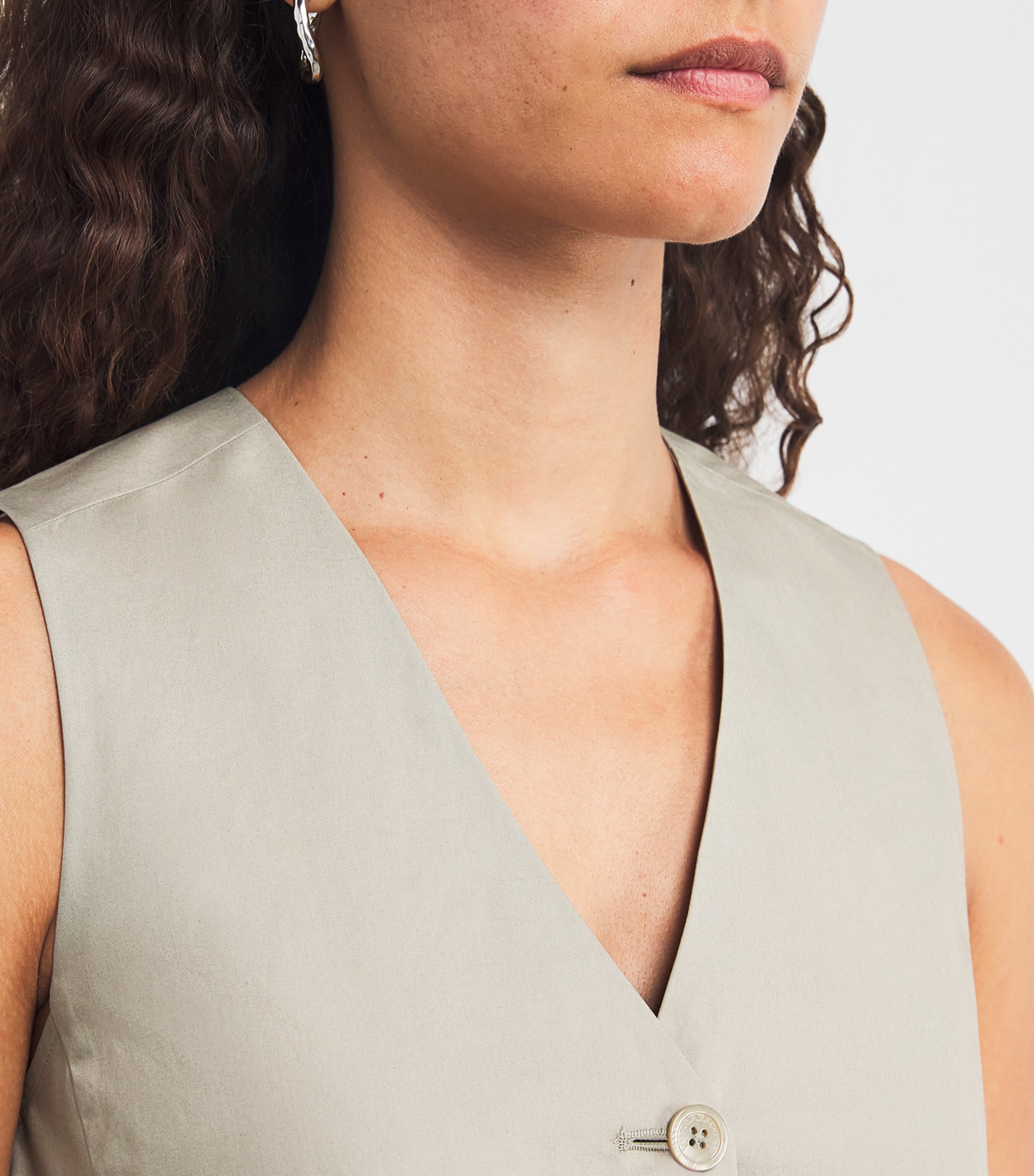 Cotton Woven Waistcoat SAGE Image 6