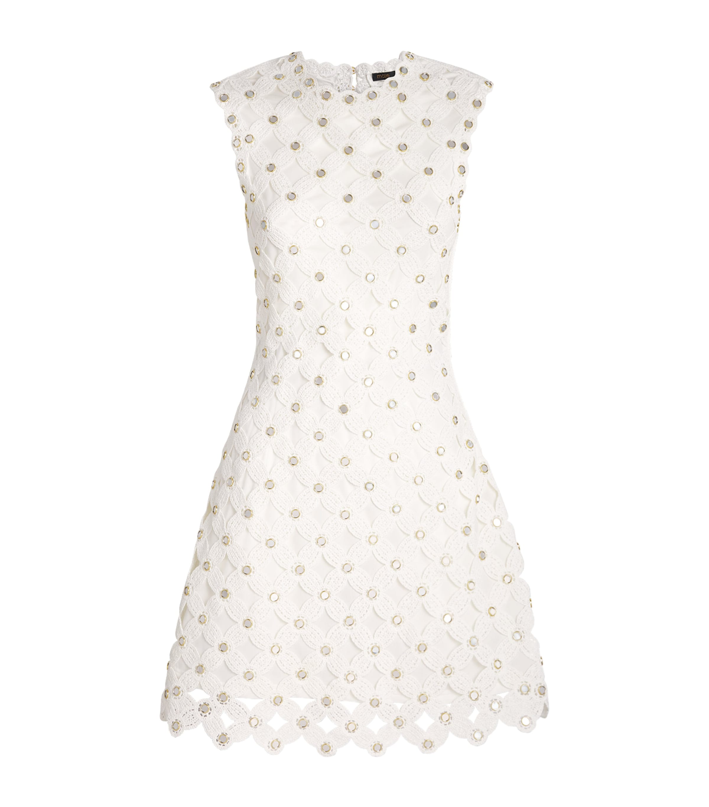 Maje Womens Crochet Mini Dress White Image 1