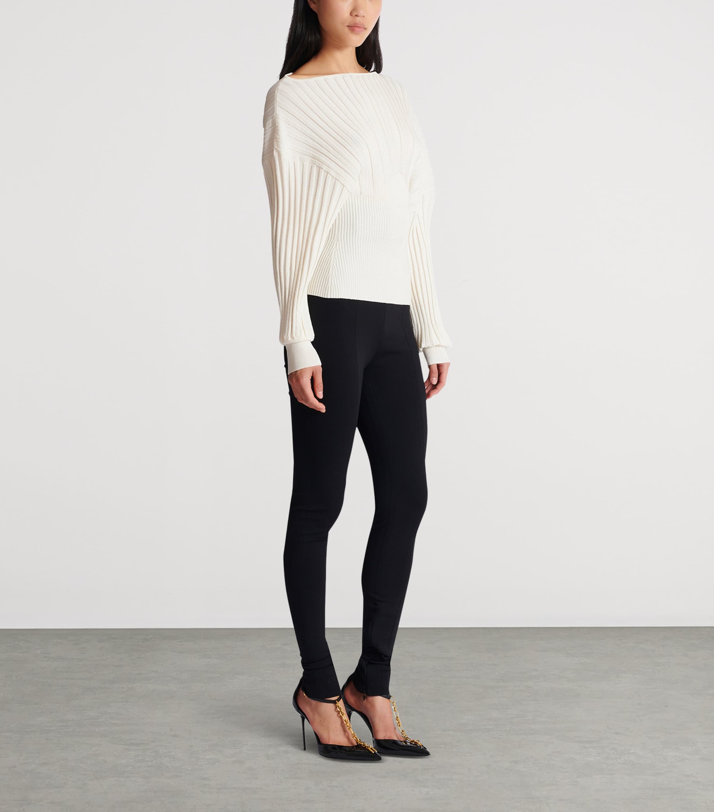 Rib-Knit One-Shoulder Sweater 0KA NATUREL Image 2