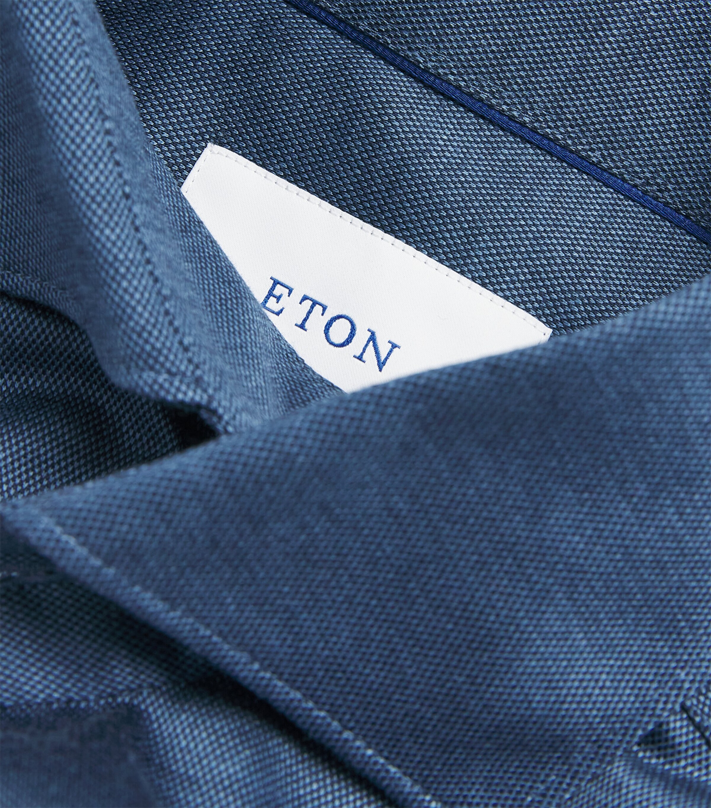Eton Mens Cotton Filo di Scozia Contemporary Fit Shirt Blue Image 6