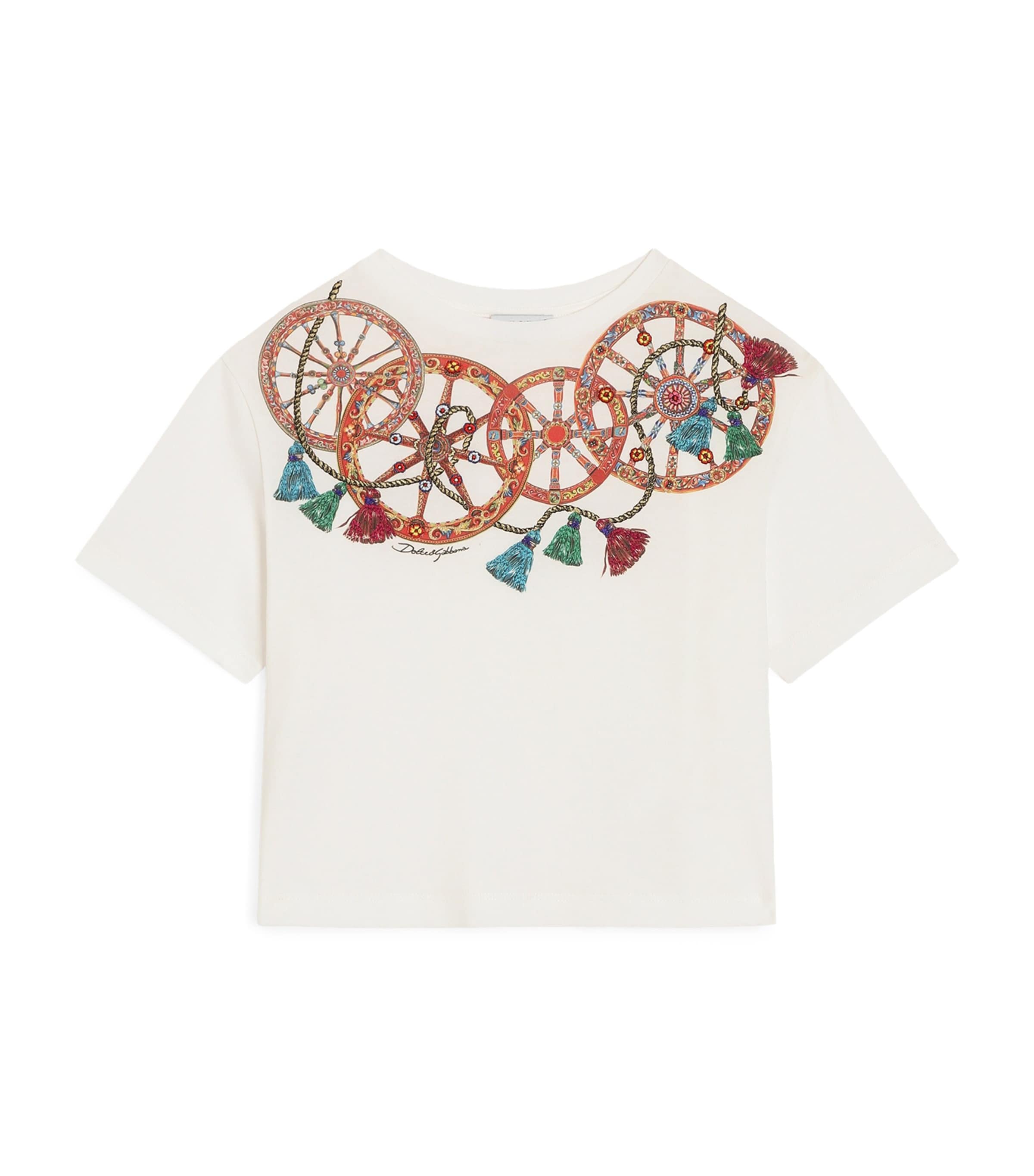 Dolce&Gabbana Kids Carretto Print T-Shirt (8-12 Years) White Image 1