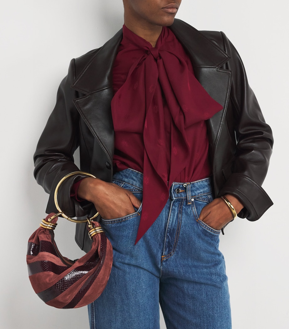 Mini Suede Snakeskin-Effect Bracelet Top-Handle Bag CRAFTY BROWN Image 2