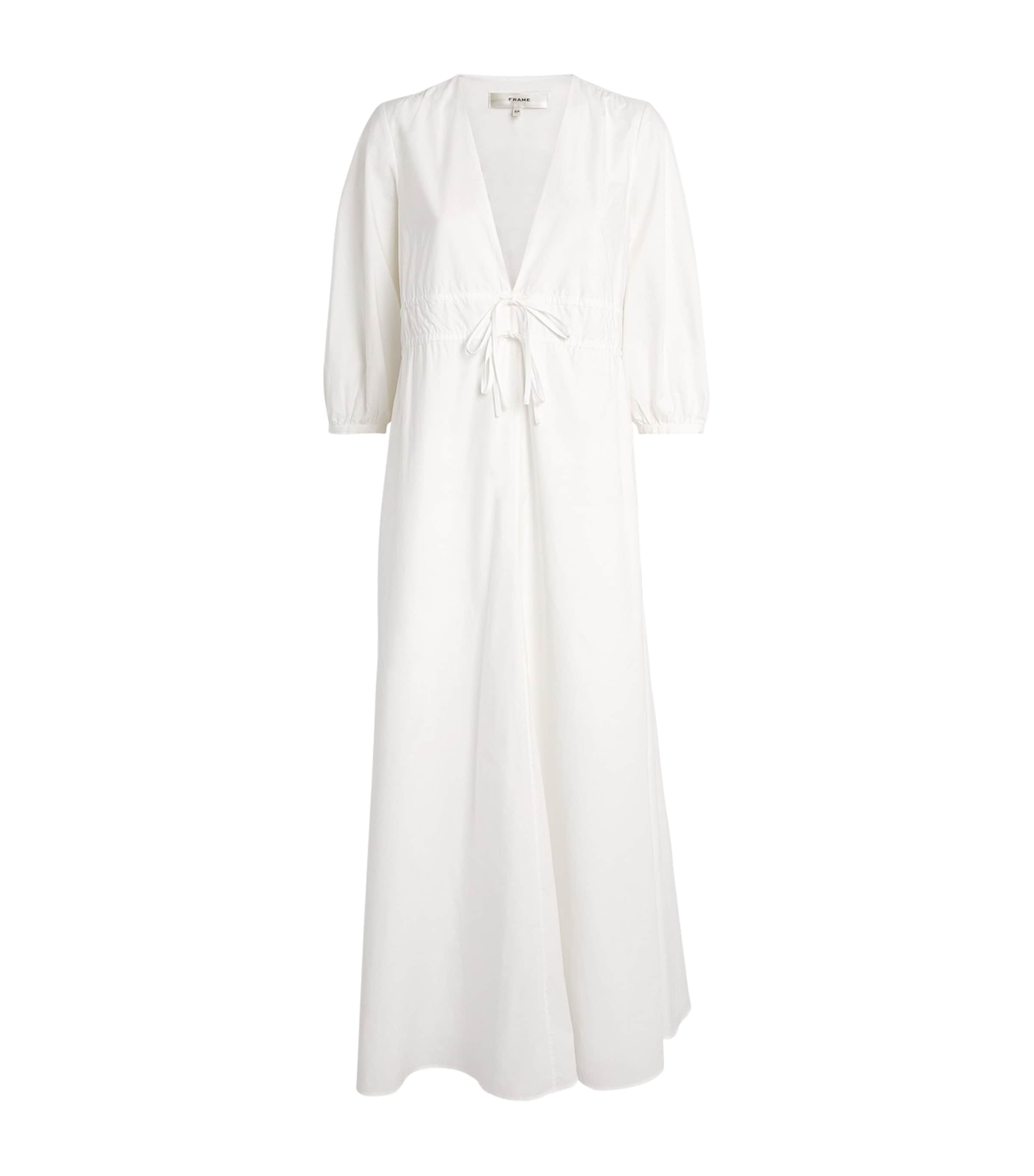 Frame Organic Cotton The Cinched Midi Dress In White