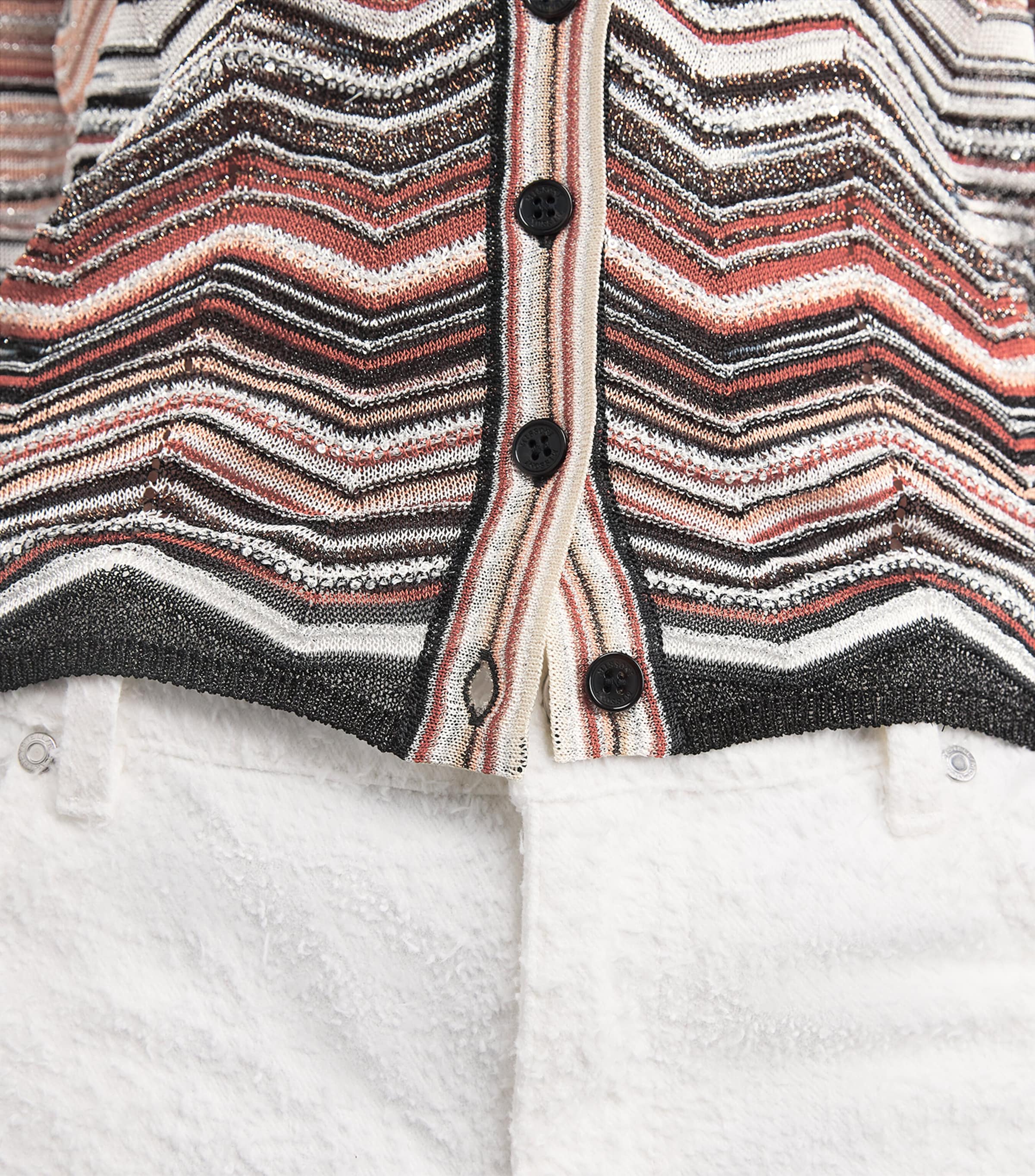 Embellished Zigzag Cardigan SM9ZV RED/BEIGE TONE Image 6