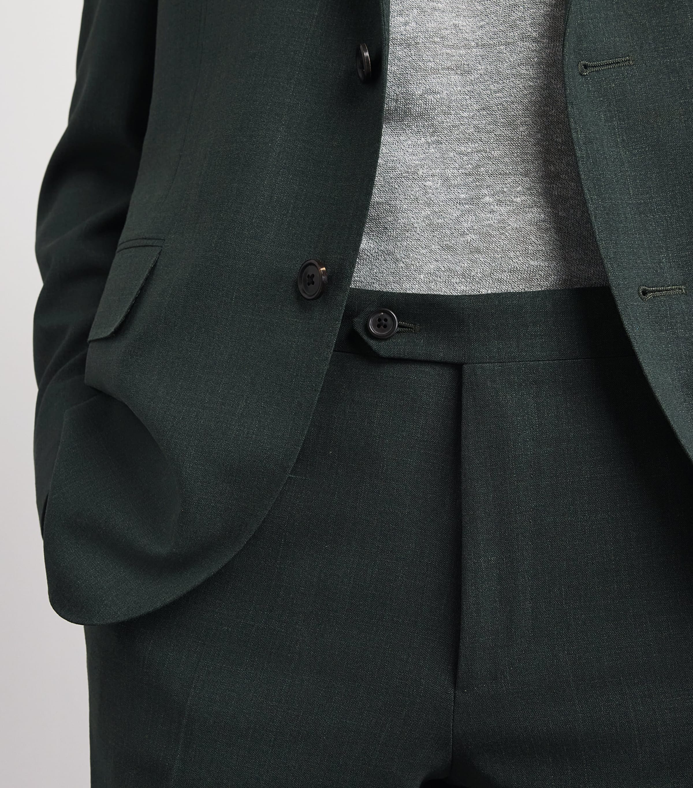 Corneliani Mens Virgin Wool-Silk-Linen Academy Soft 2-Piece Suit Green Coloured Image 5