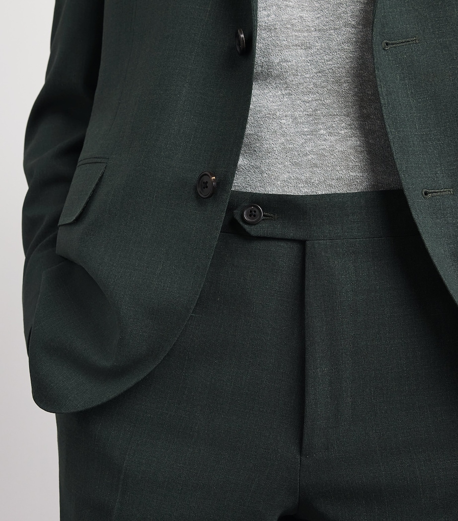 Corneliani Mens Virgin Wool-Silk-Linen Academy Soft 2-Piece Suit Green Coloured Image 5