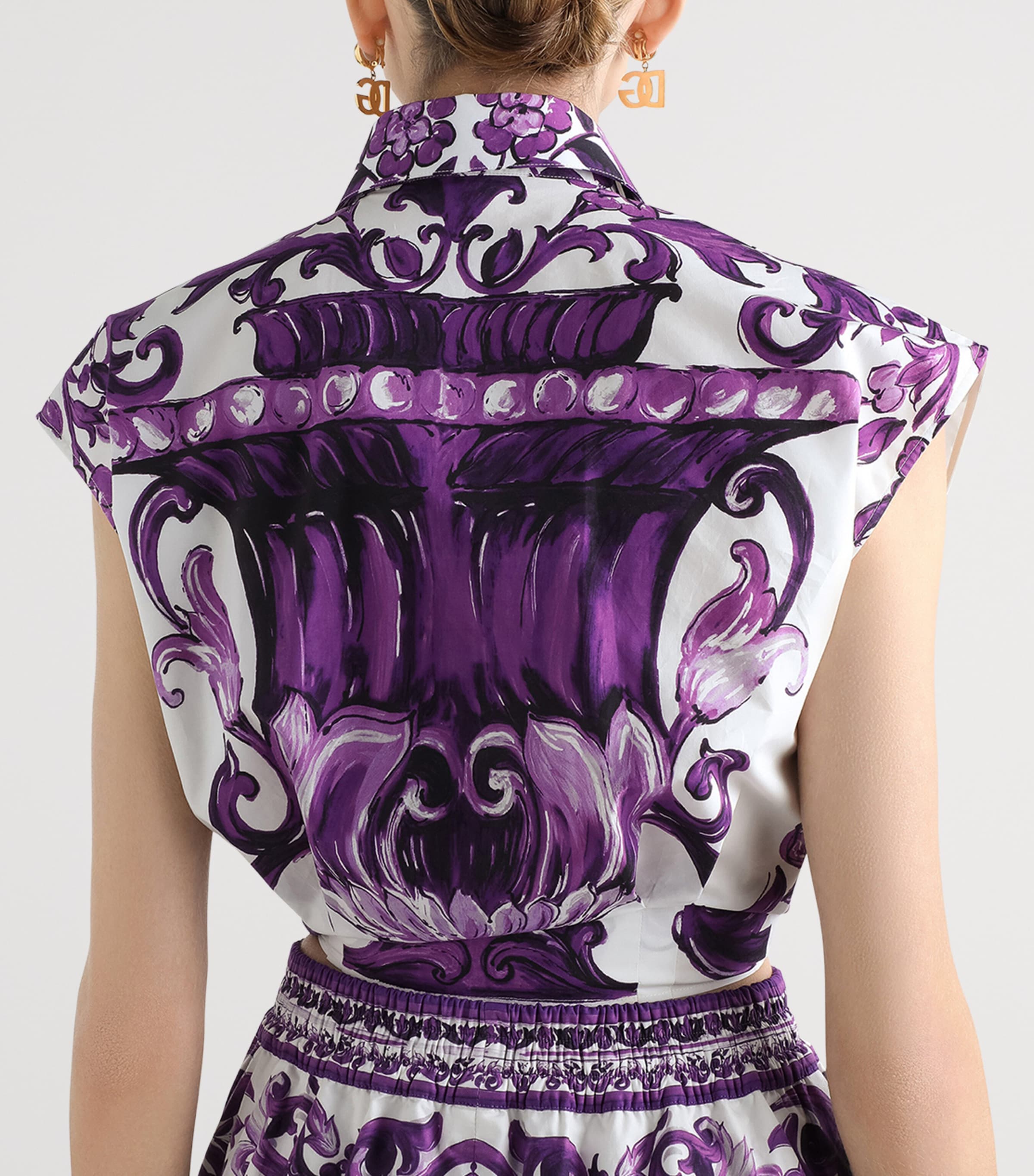 Cotton Majolica Print Shirt IP3TN-MAIOLICA VIOLA Image 5