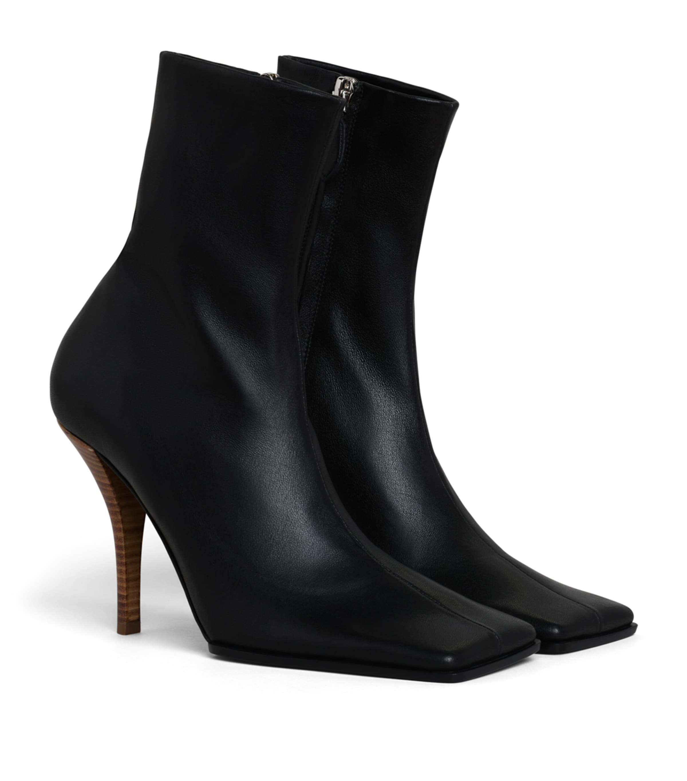 Alaïa Leather Square-Toe Ankle Boots 90 Noir Image 2