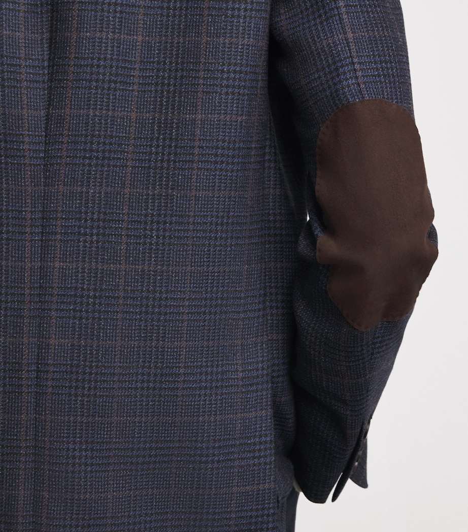 Pal Zileri Mens Wool Check Blazer Blue Image 3