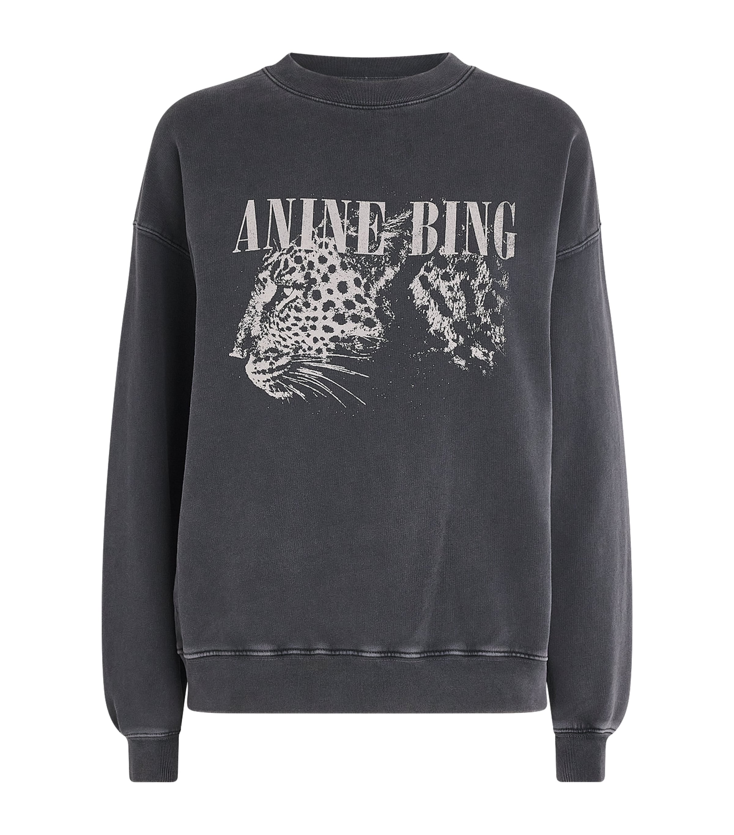 Leopard Print Spencer Sweatshirt WASHED BLACK Image 1