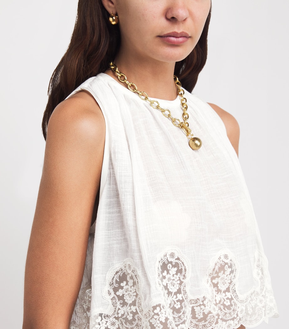 Sandro Paris Womens Broderie Anglaise Crop Top White Image 3
