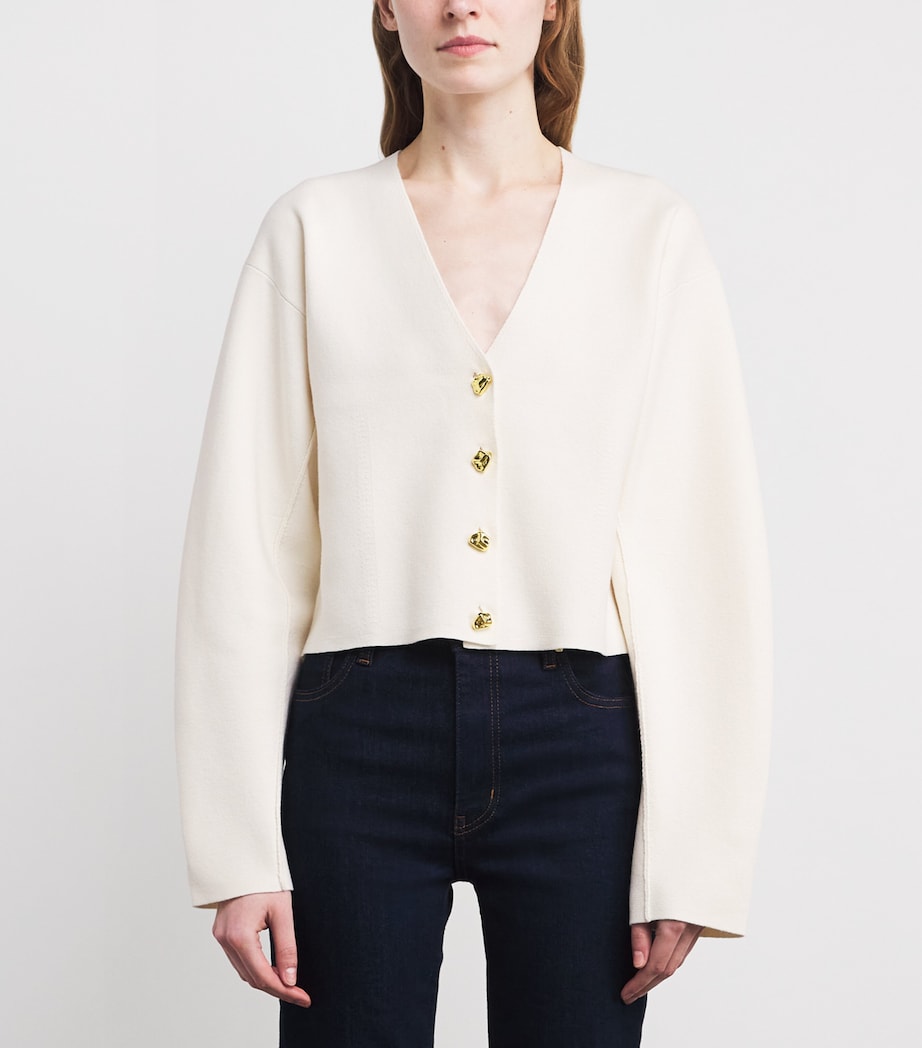 Merino Wool-Organic Cotton Cardigan CREAM Image 3