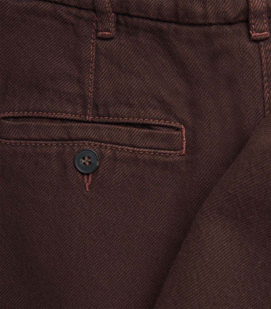 Cotton Pleated Wide-Leg Trousers CHOCOLATE Image 5