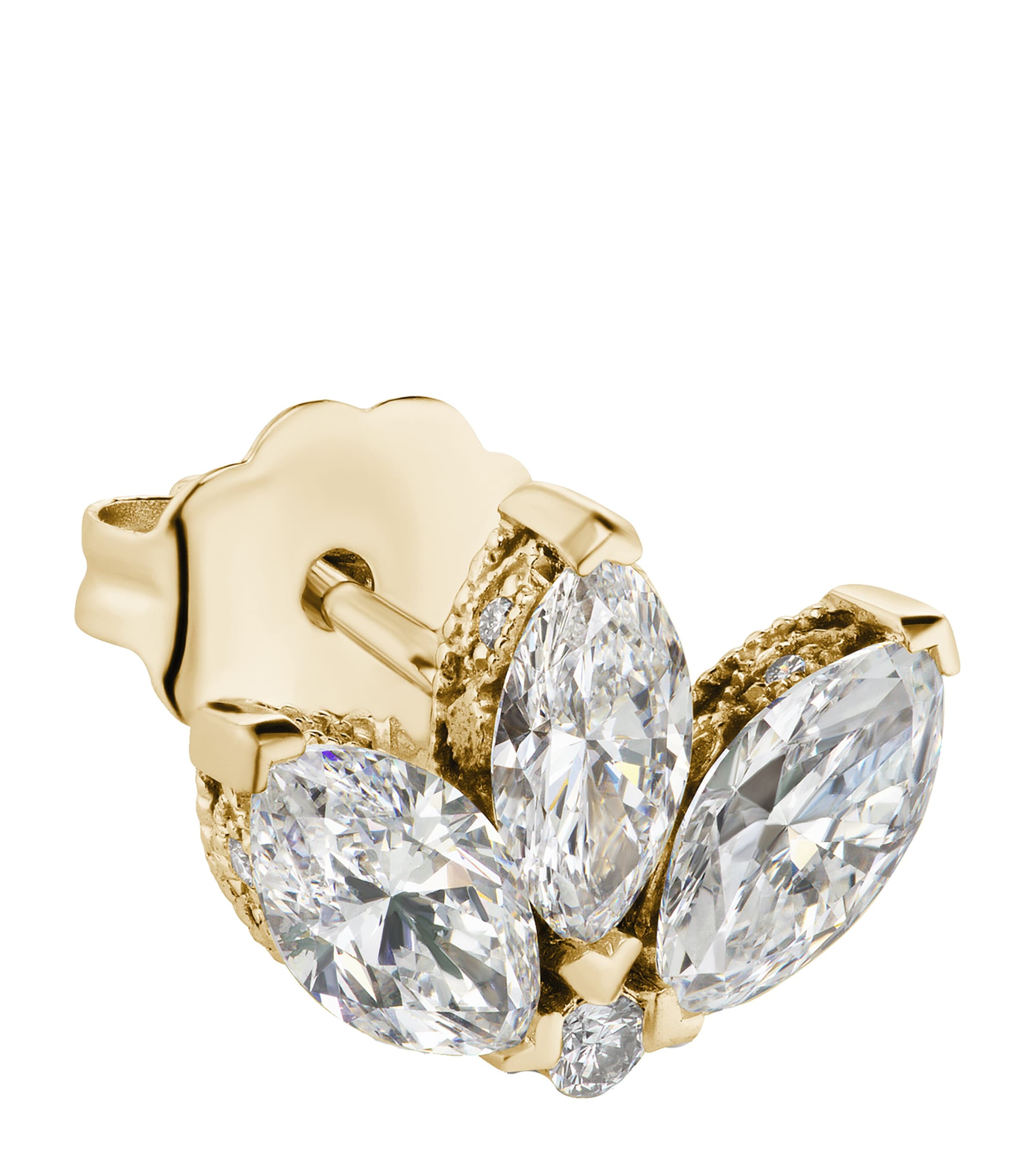 Diamond Lotus Single Stud Earring (6mm) YELLOW GOLD Image 1