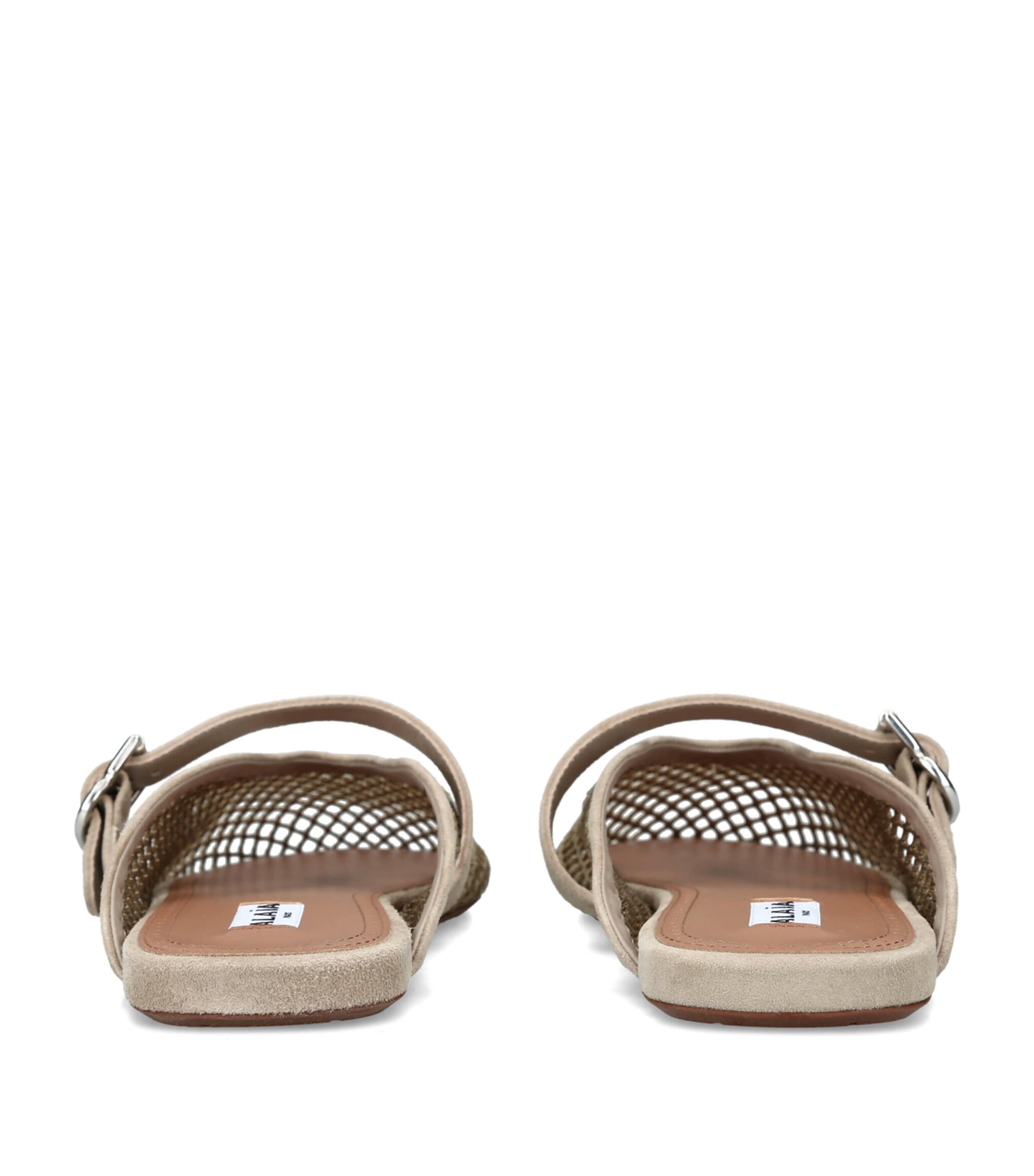 Alaïa Suede Fishnet Mules Beige Image 2