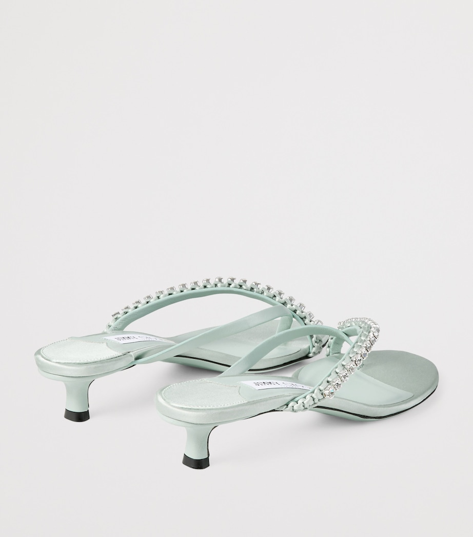 Dila 35 Leather Heeled Sandals LIGHT VERDE/CRYSTAL Image 3