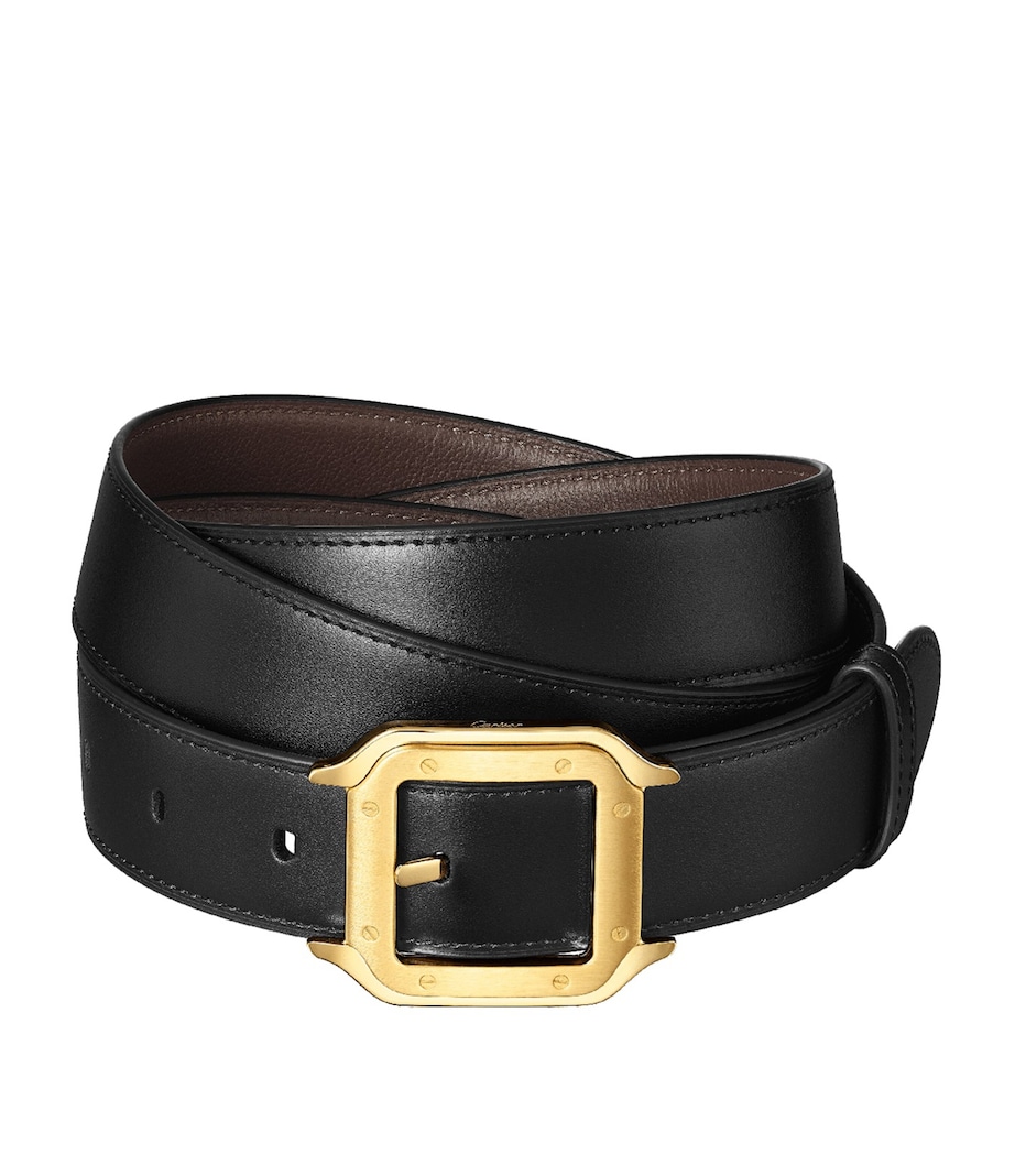 Cartier Leather Reversible Santos de Cartier Belt Black Image 1