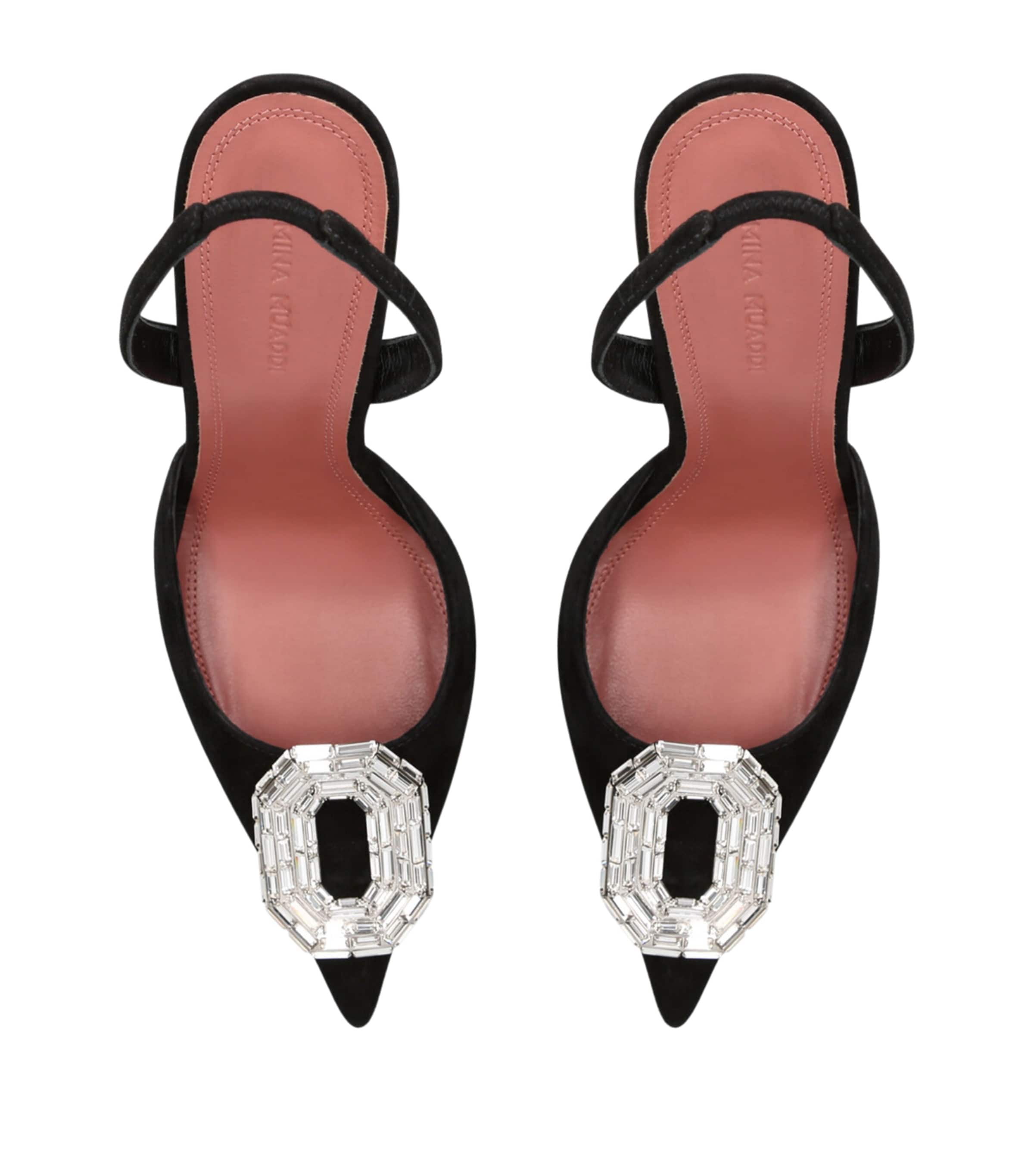 Amina Muaddi Suede Camelia Slingback Pumps 105 Black Image 4