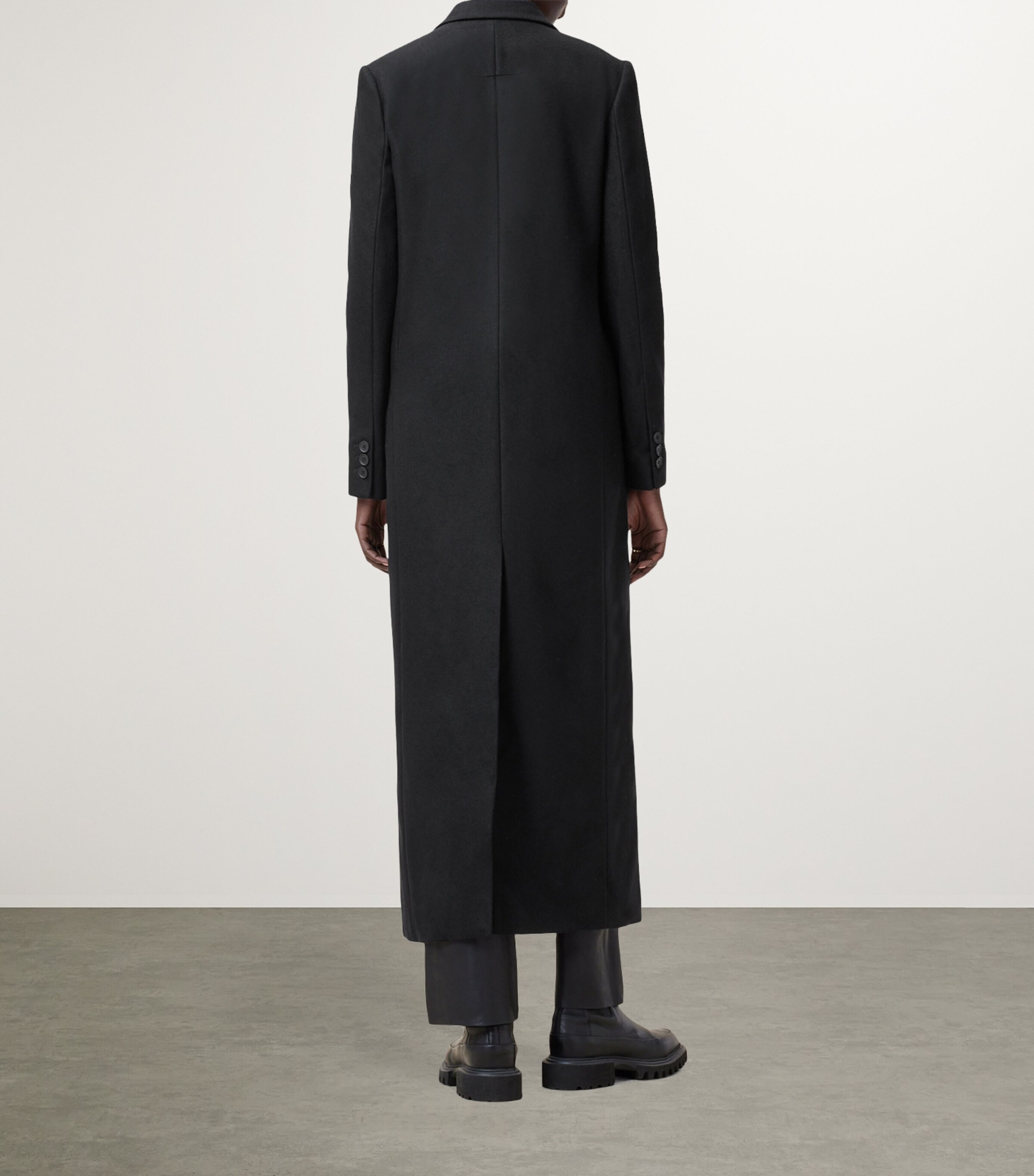 AllSaints Womens Double-Breasted Ellen Overcoat Black Image 4