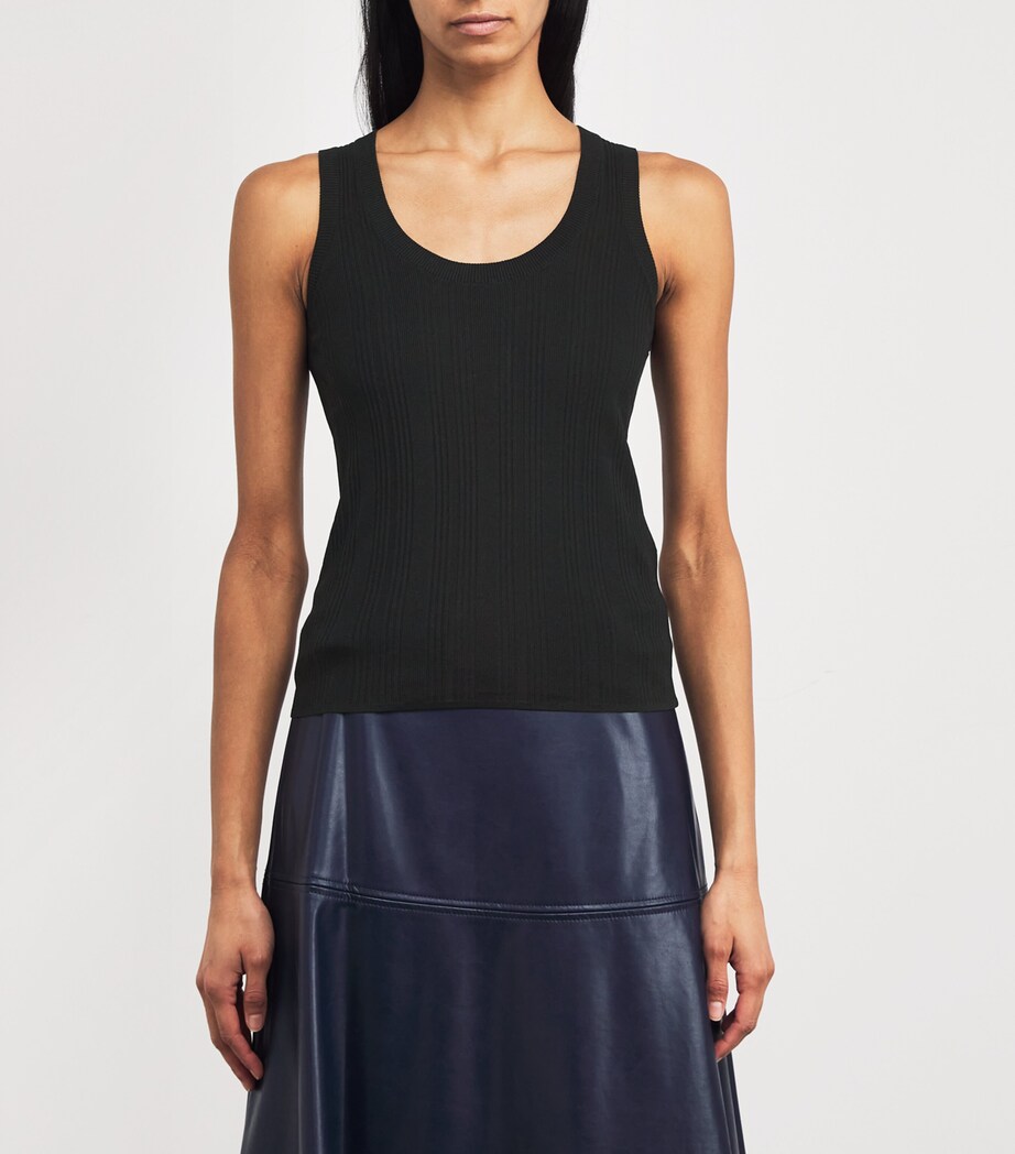 Weekend Max Mara Womens Rib-Knit Tank Top Black Image 3