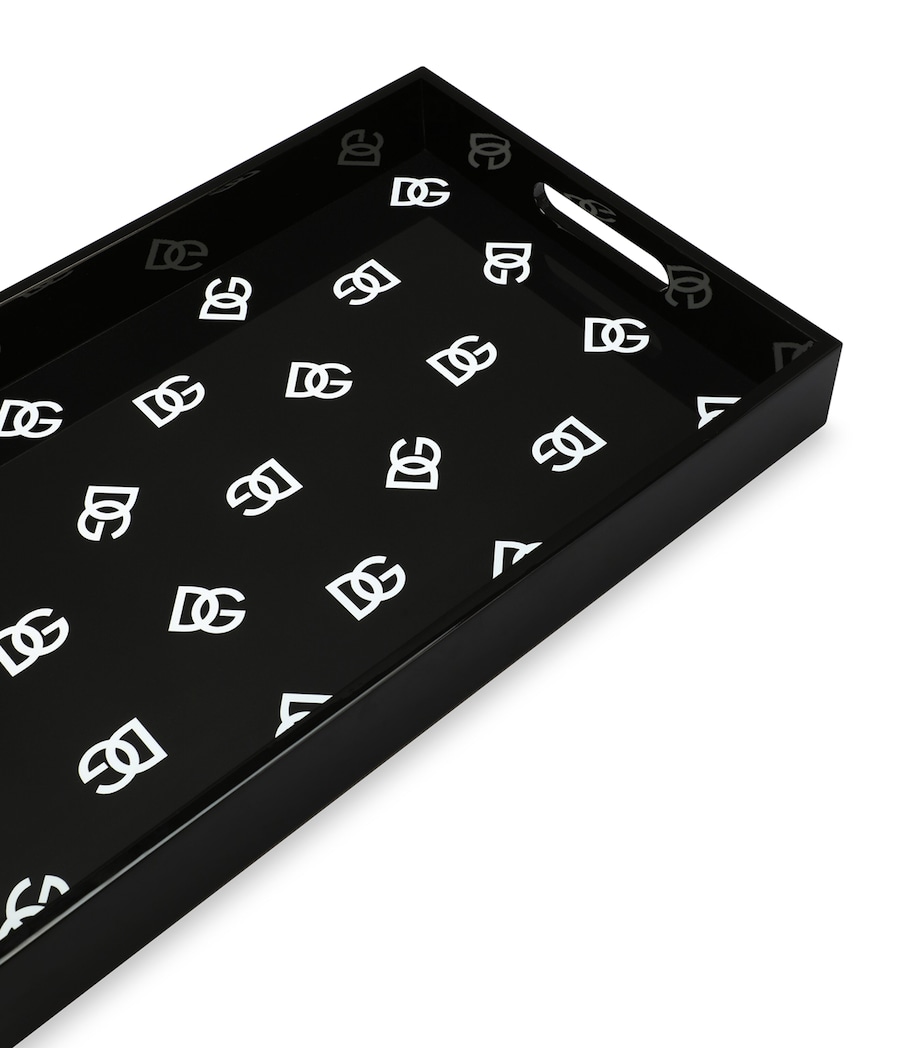Dolce&Gabbana Casa DG Millennials Logo Serving Tray (30cm x 46cm) Nero Dg Logo B Image 4