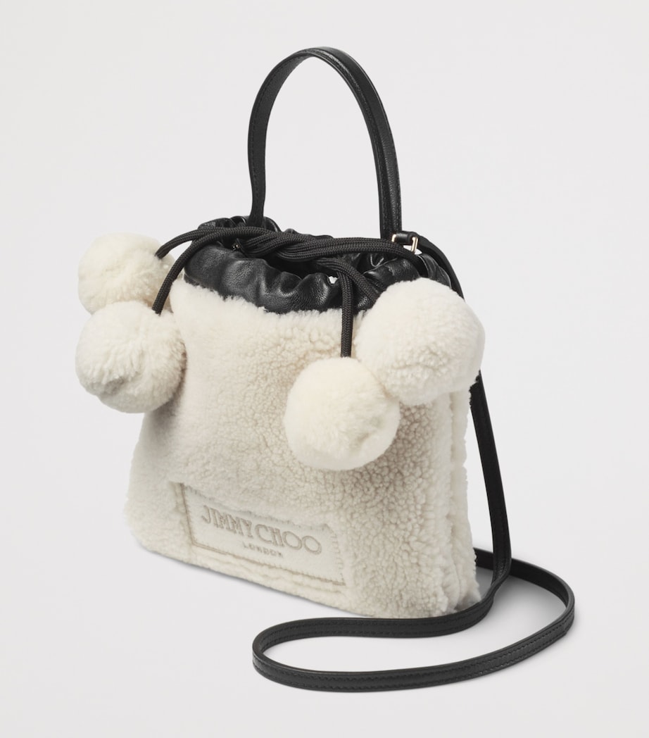Jimmy Choo Shearling Drawstring Mini Bag Natural/black/light Image 3