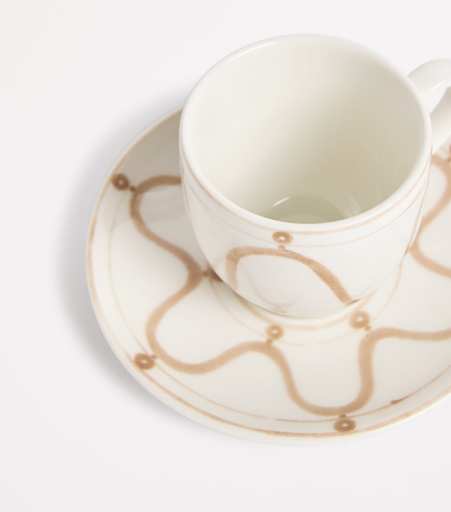Porcelain Serenity Espresso Cup and Saucer BEIGE ON WHITE Image 4