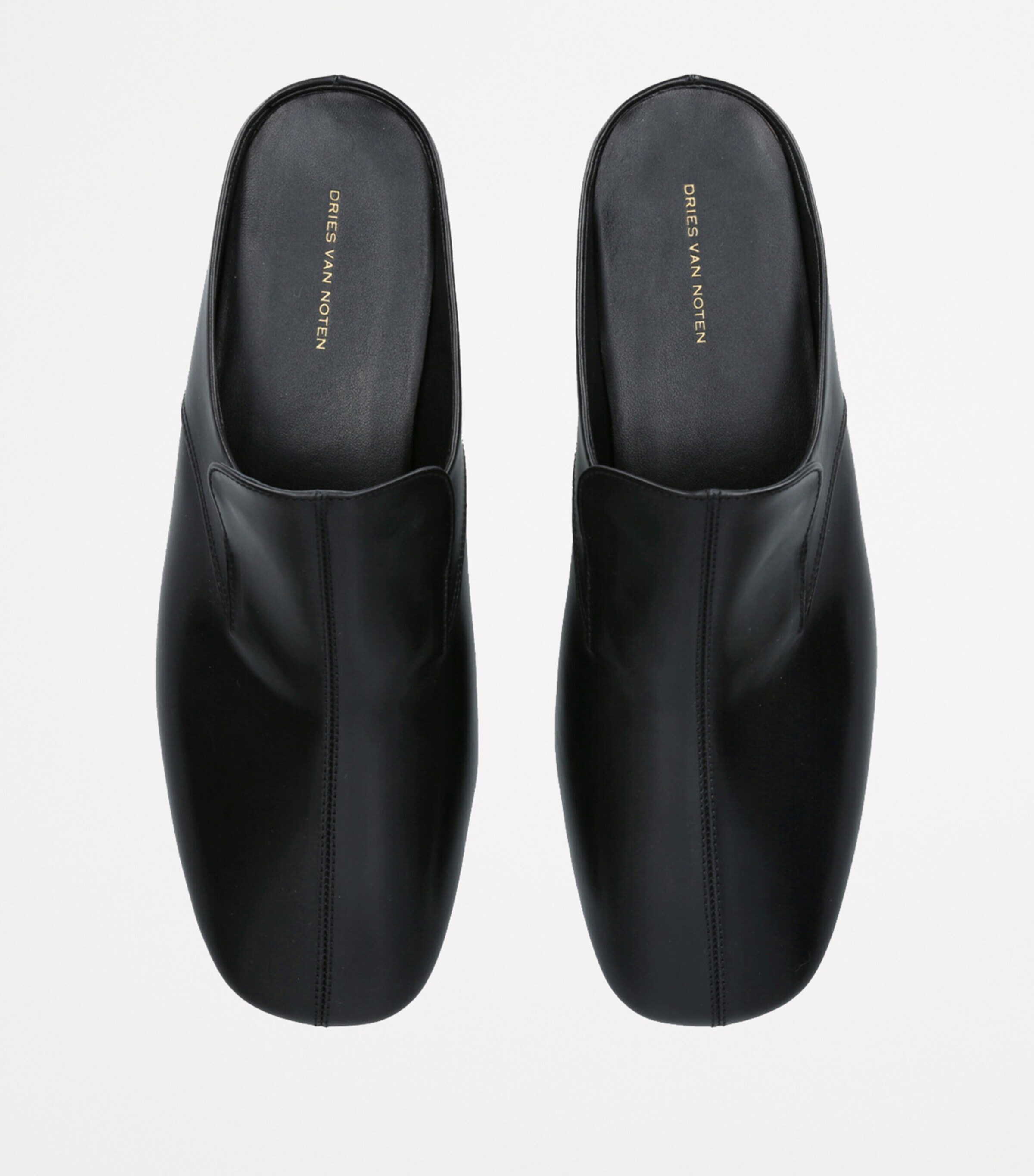 Leather Square-Toe Mules BLACK Image 6