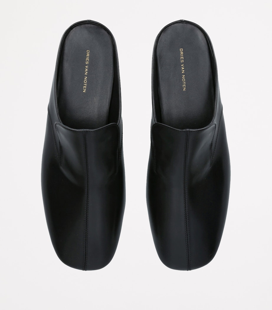 Leather Square-Toe Mules BLACK Image 6