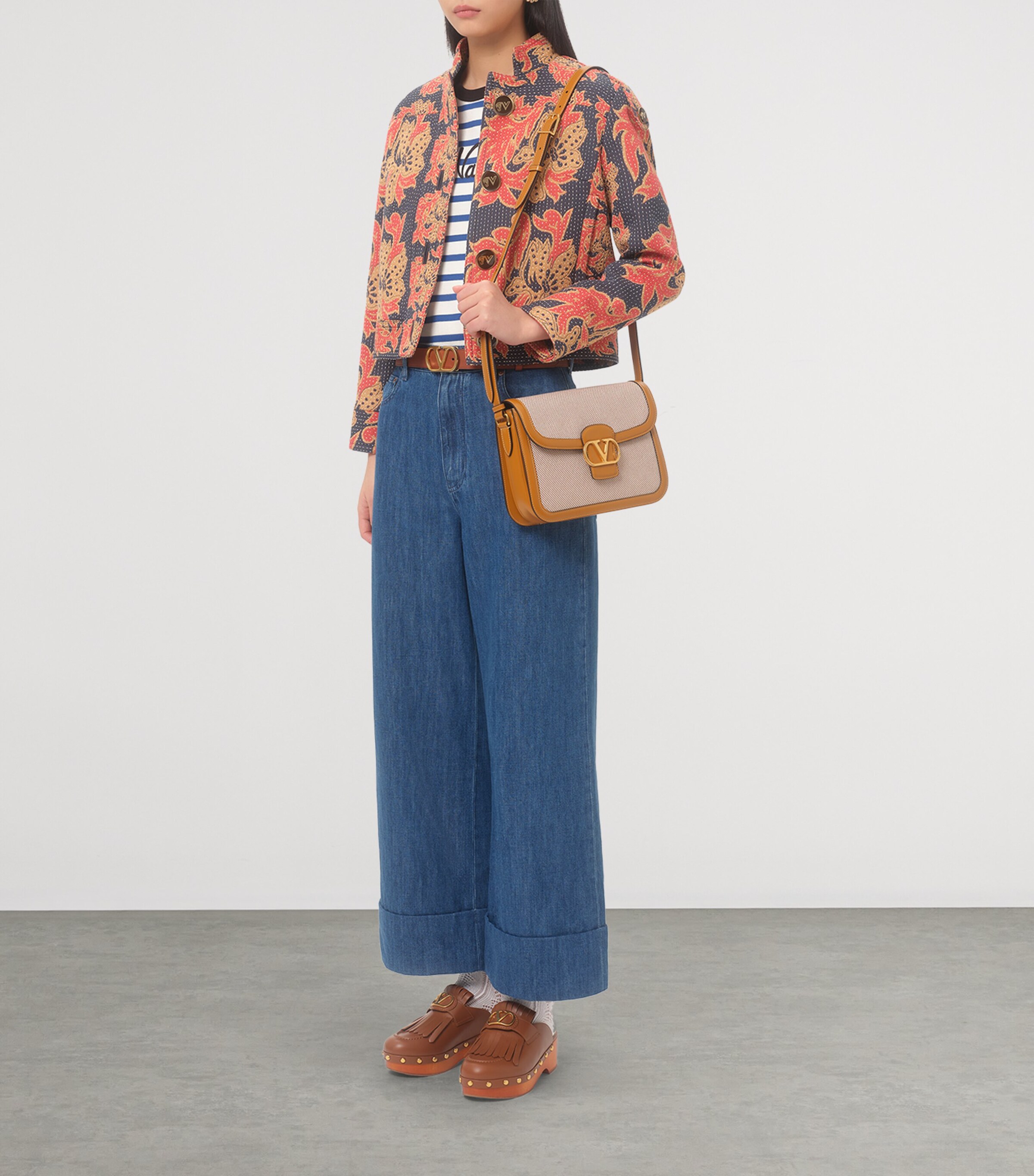 Valentino Womens Cotton-Linen Wide-Leg Trousers Image 4