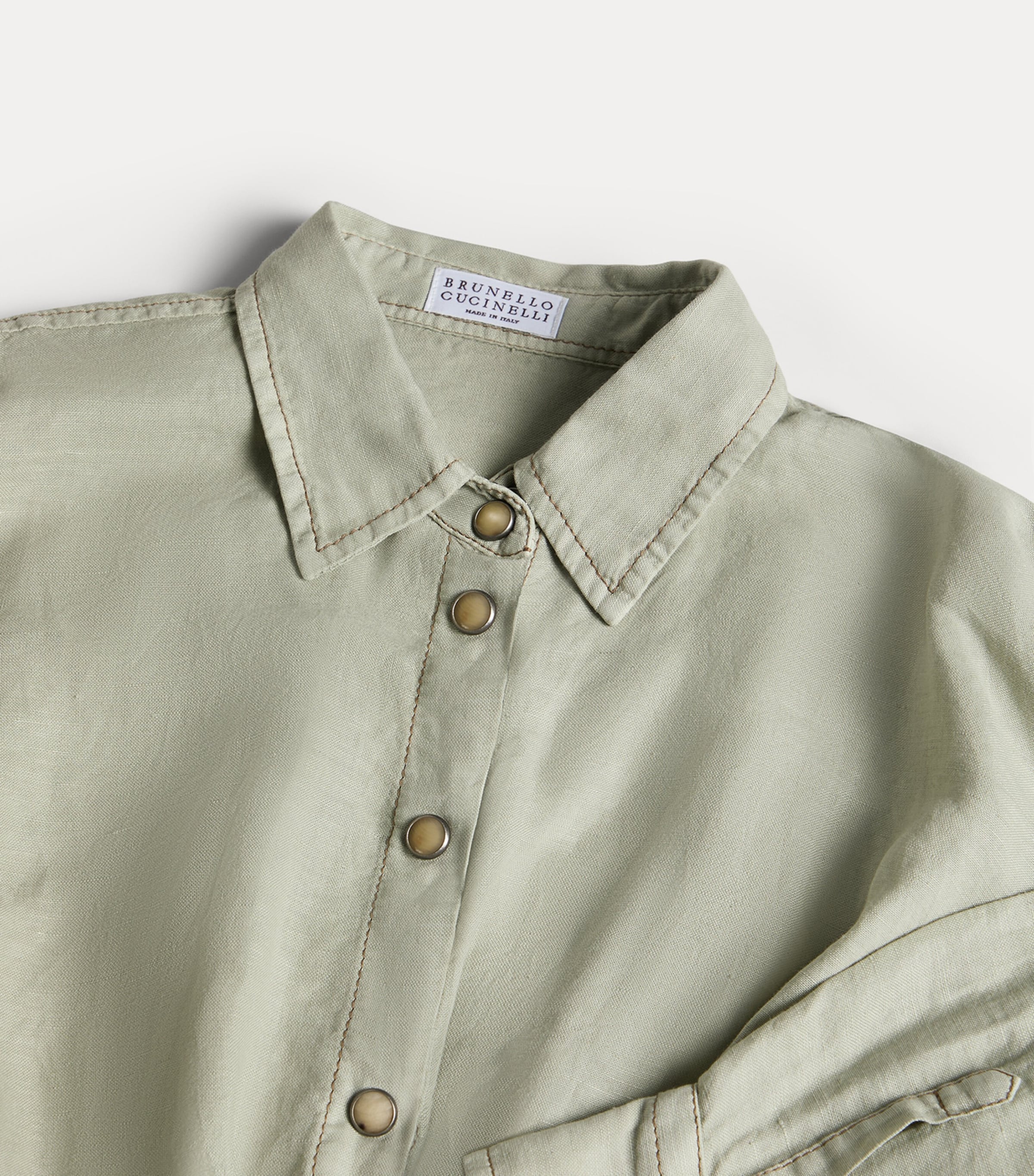 Brunello Cucinelli Kids Linen-Cotton Cinched Shirt (4-6 Years) Image 3