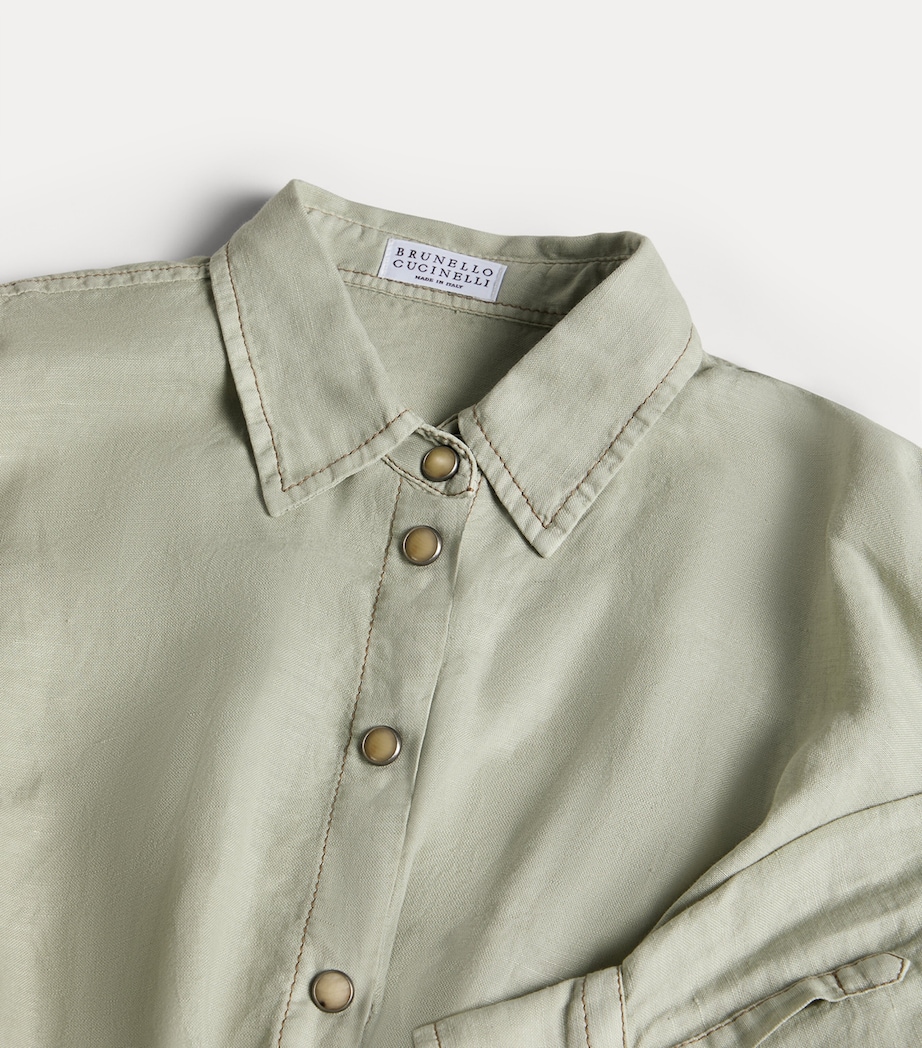 Brunello Cucinelli Kids Linen-Cotton Cinched Shirt (4-6 Years) Image 3