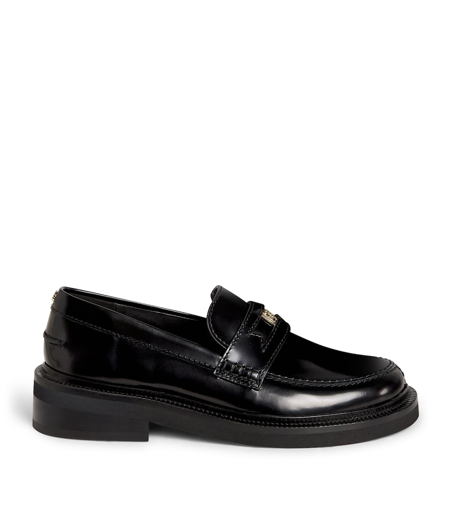 Leather Penny Loafers BLACK Image 1