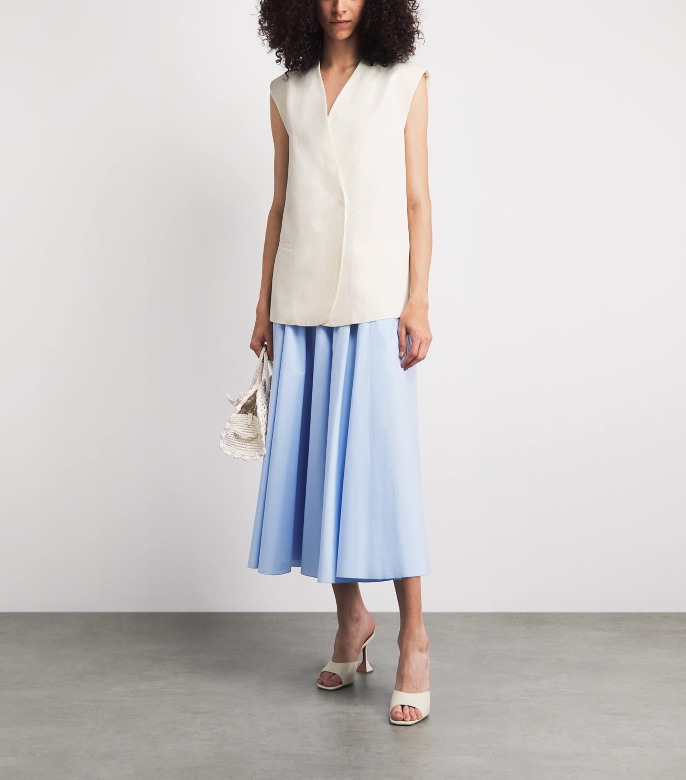 Fabiana Filippi Womens Crepe Sleeveless Blouse Burro Image 2