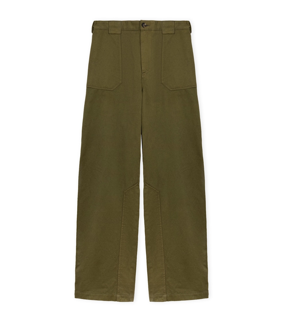 LOEWE Mens x Paula's Ibiza Cotton Straight Trousers Khaki Green Image 1