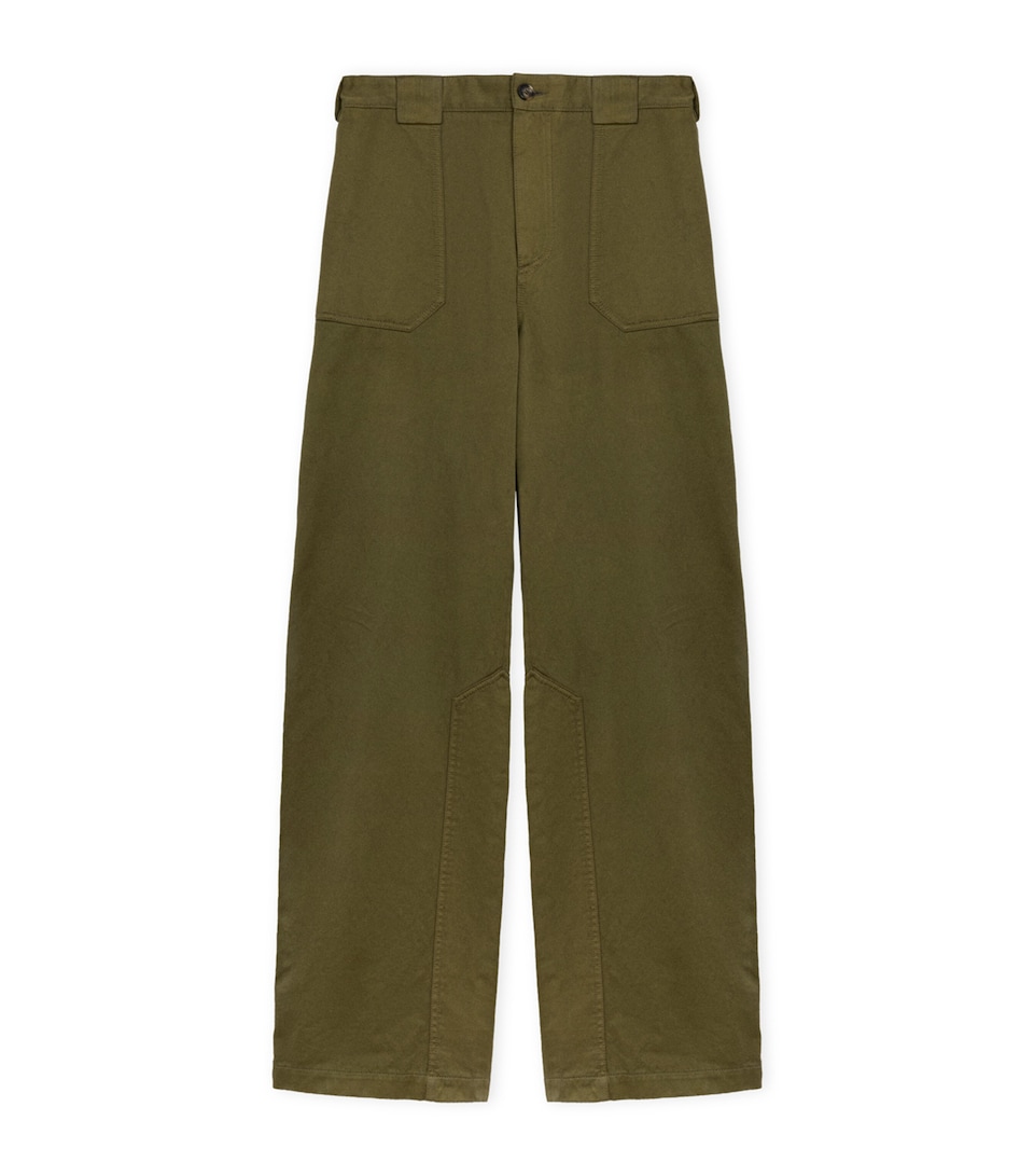 LOEWE x Paula's Ibiza Cotton Straight Trousers Khaki Green